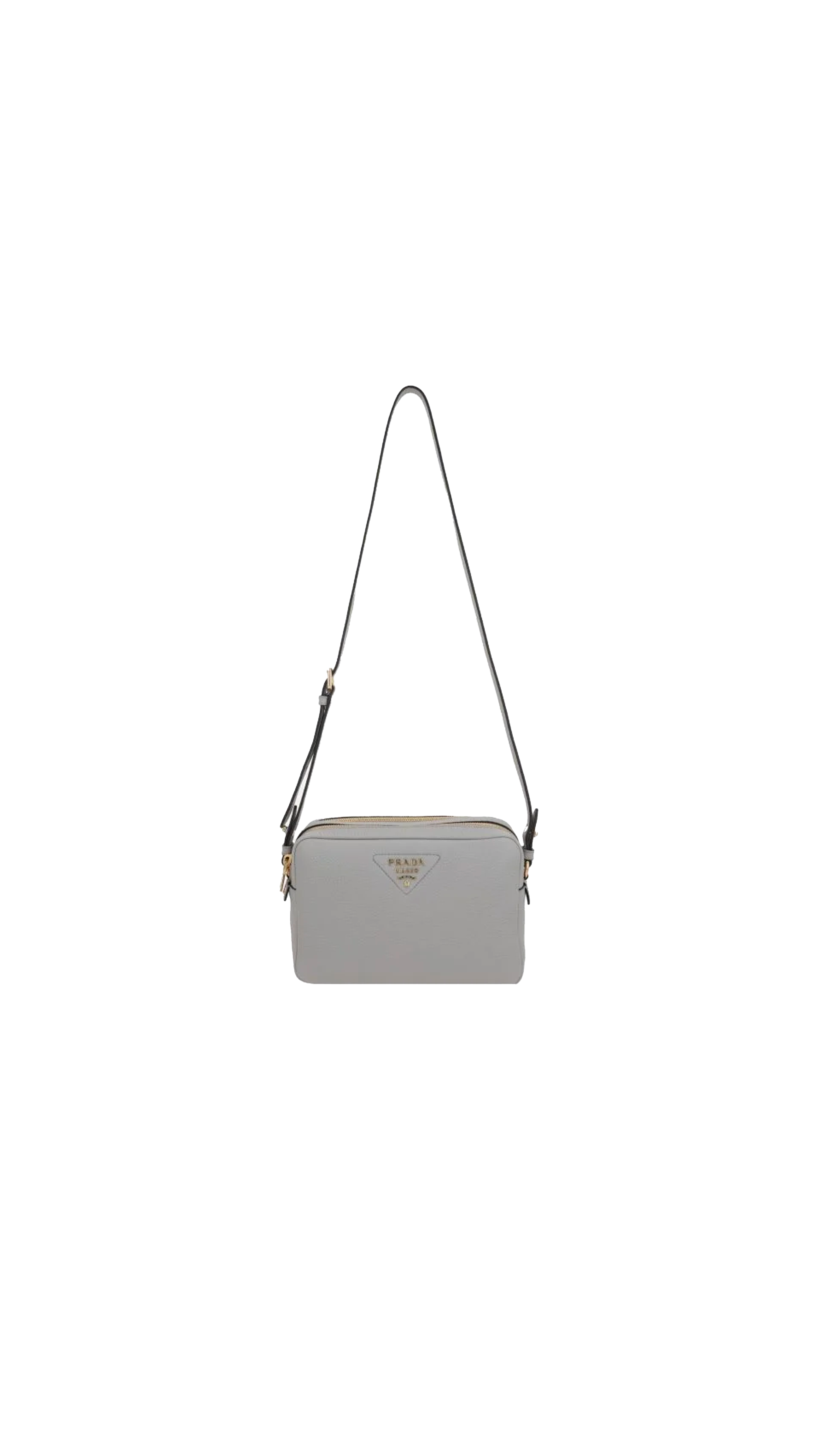 Medium Crossbody Bag In Deer-embossed Leather - Grey