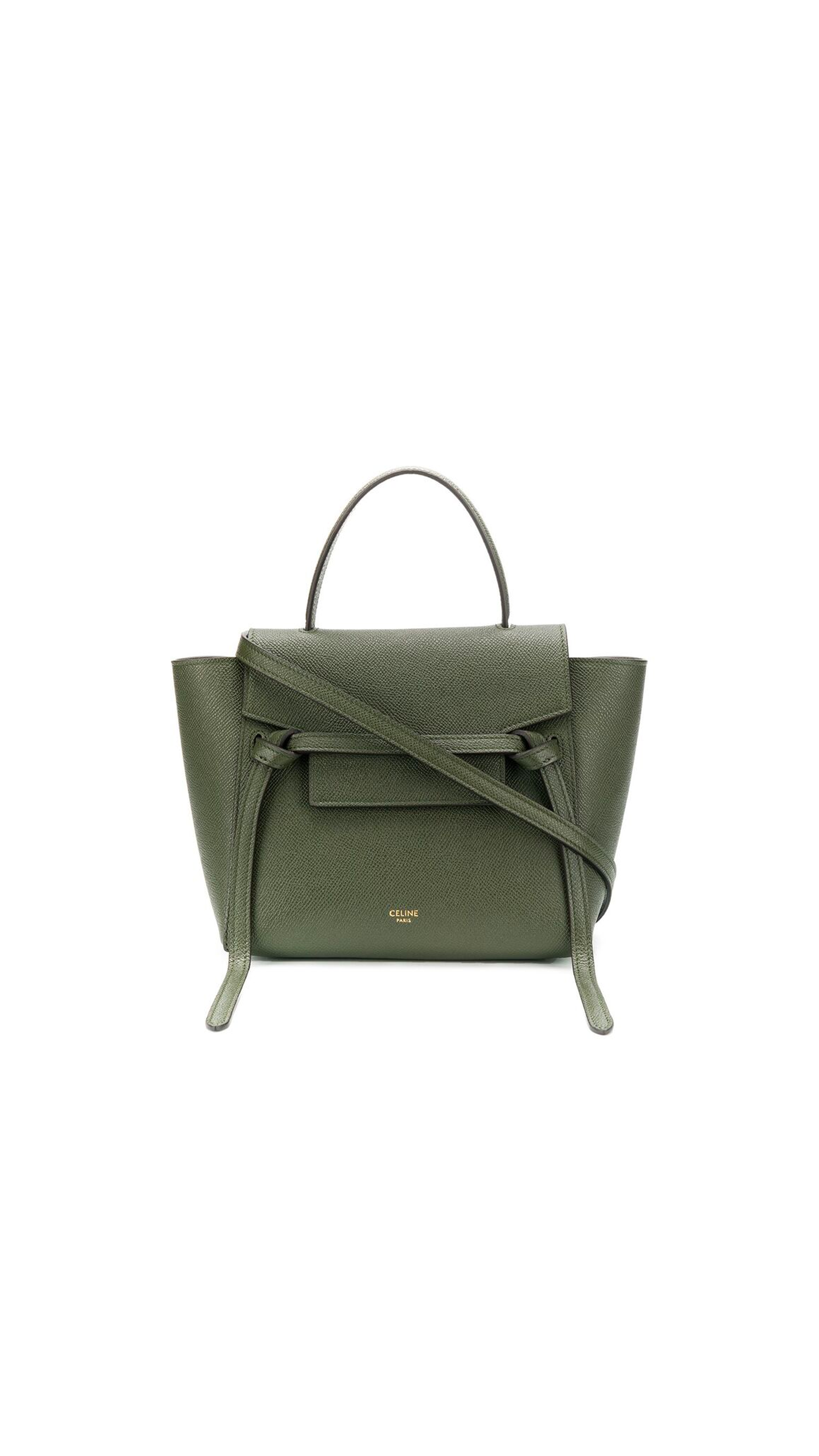 Nano Belt Bag In Grained Calfskin - Green