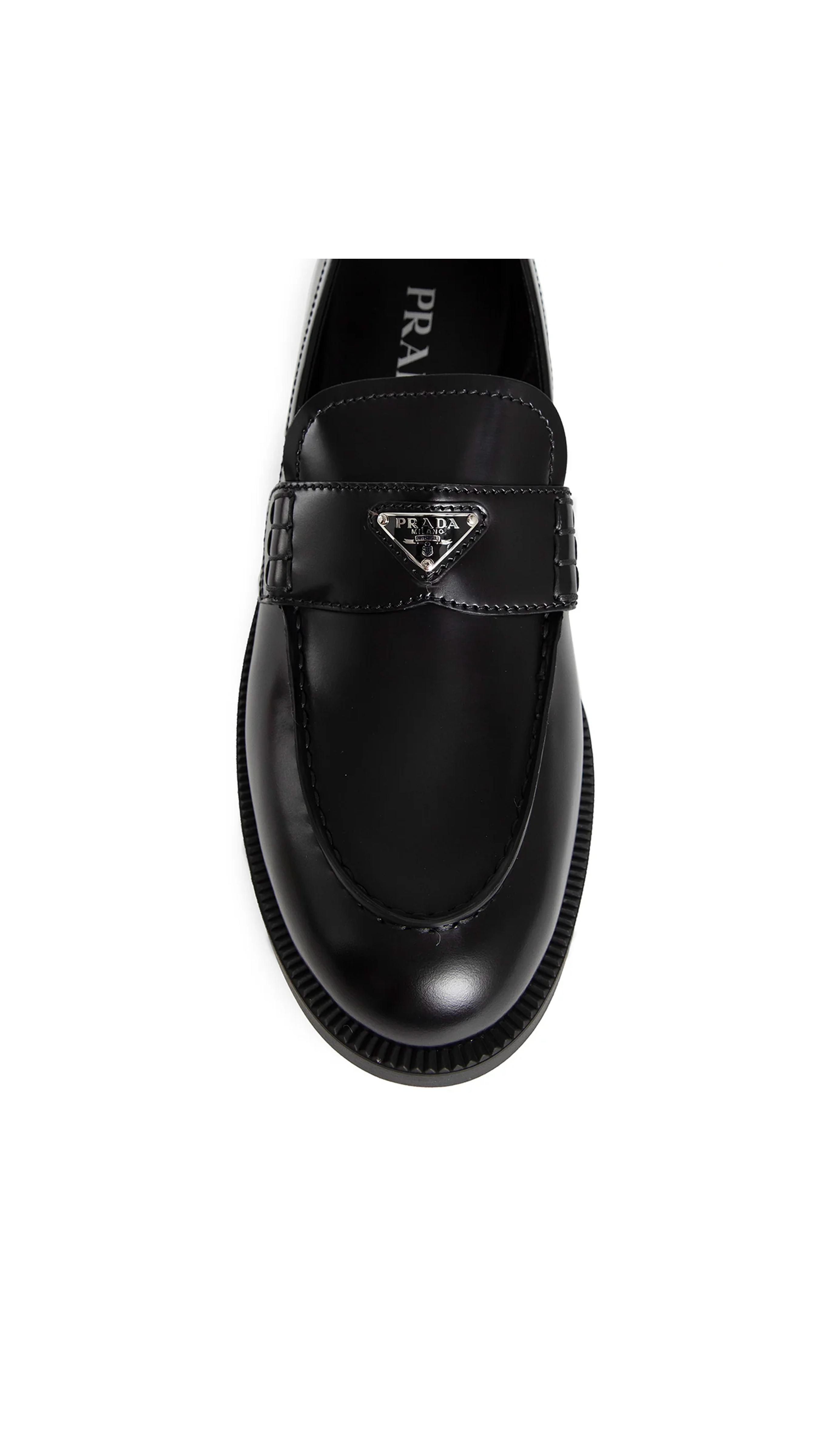 Brushed Leather Loafers - Black