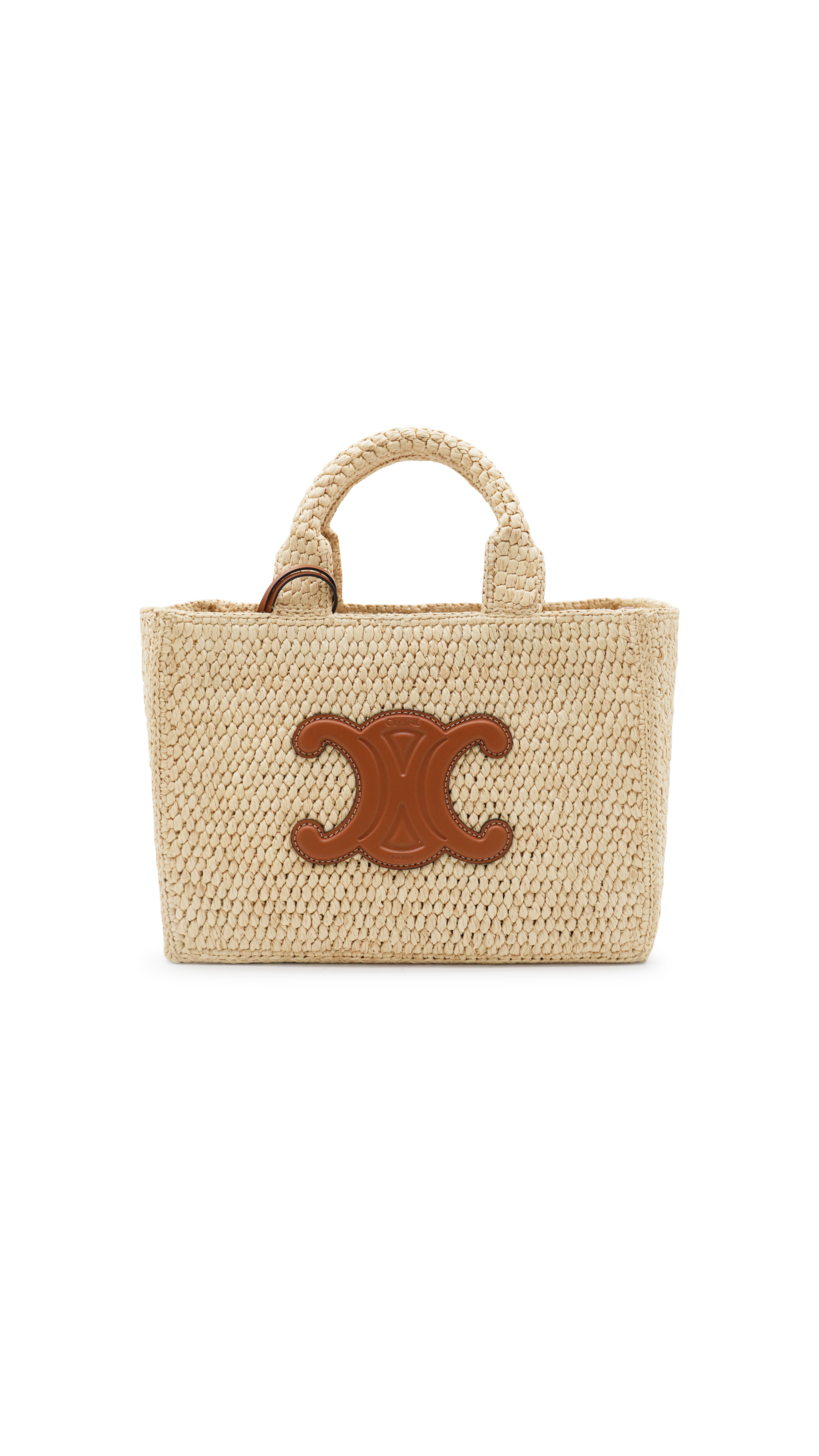 Small Cabas Thais In Raffia And Calfskin - Tan