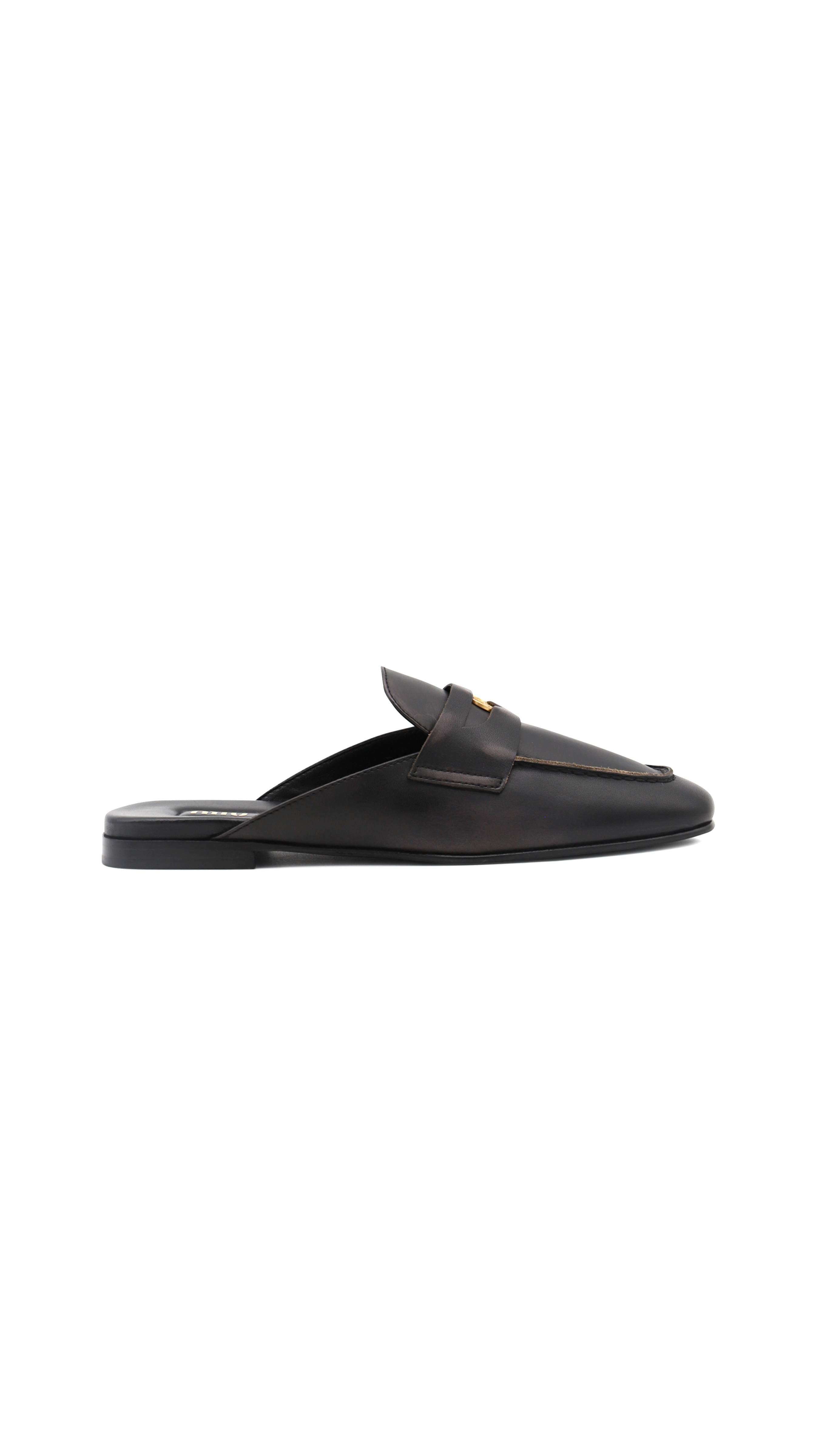 Penny Leather Slippers - Black