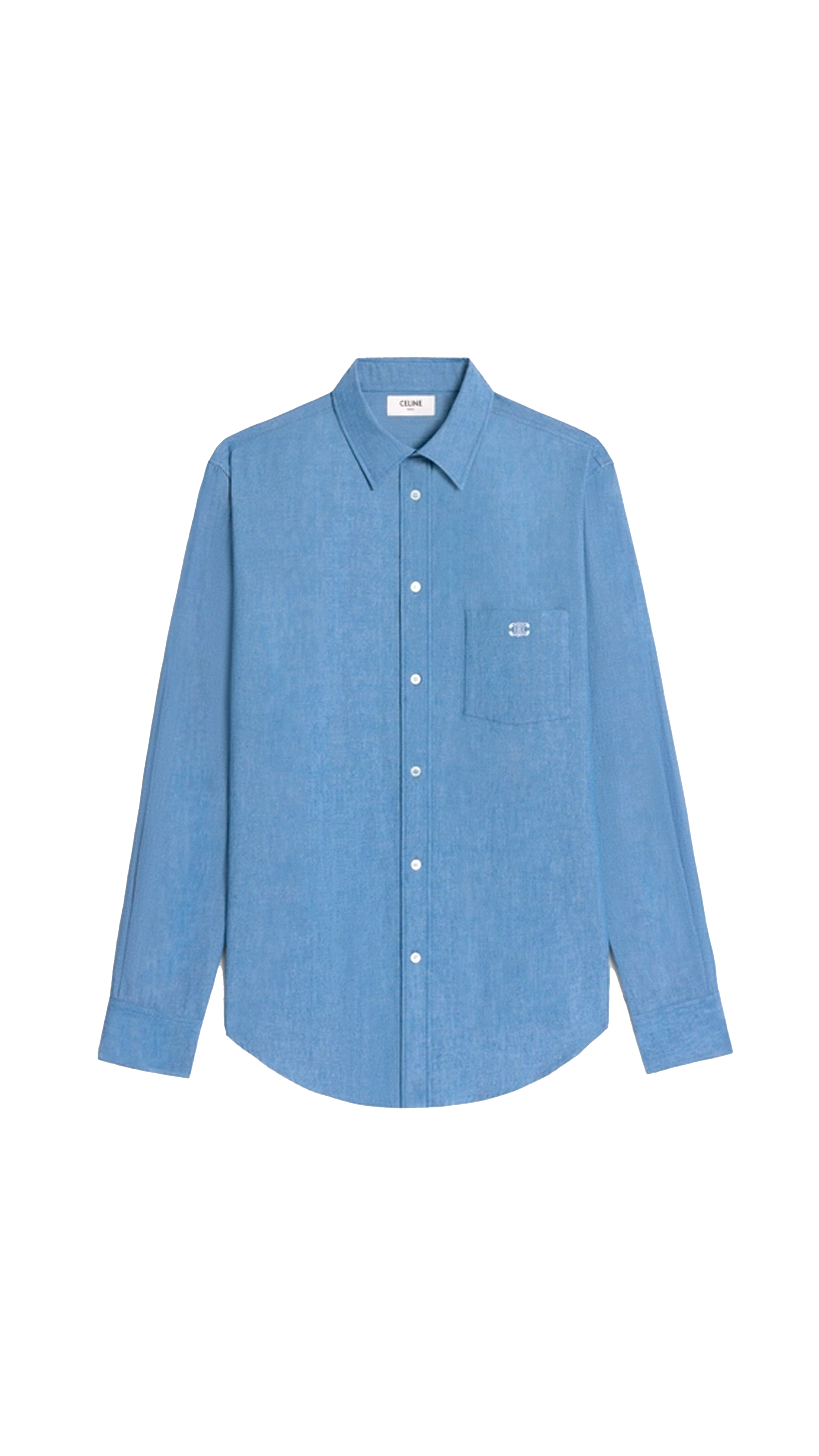 Loose Shirt In Chambray Cotton - Indigo Rinse