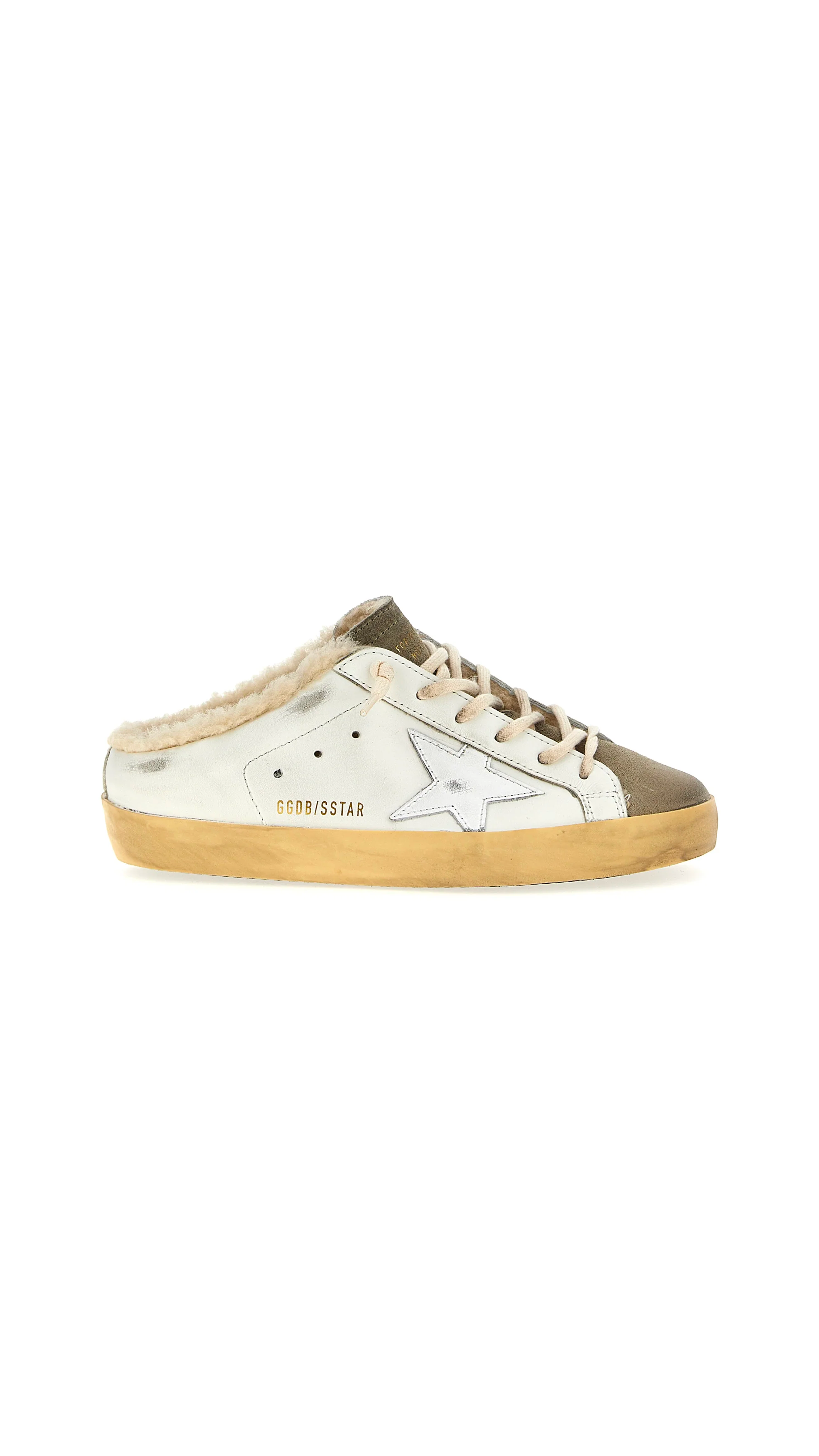 Super-Star Sabots with Shearling Lining - White/Grey