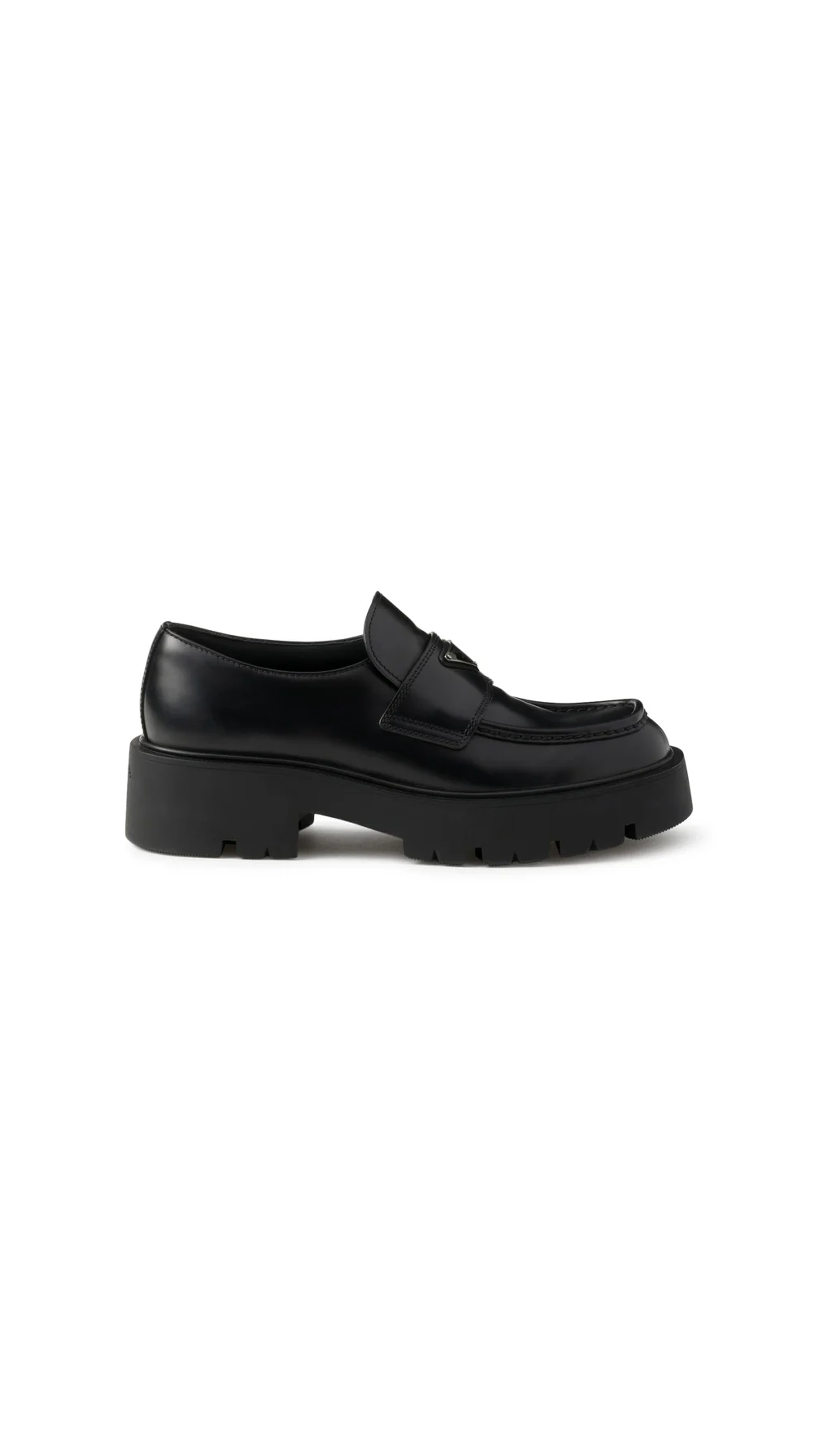 Brushed Leather Loafers - Black