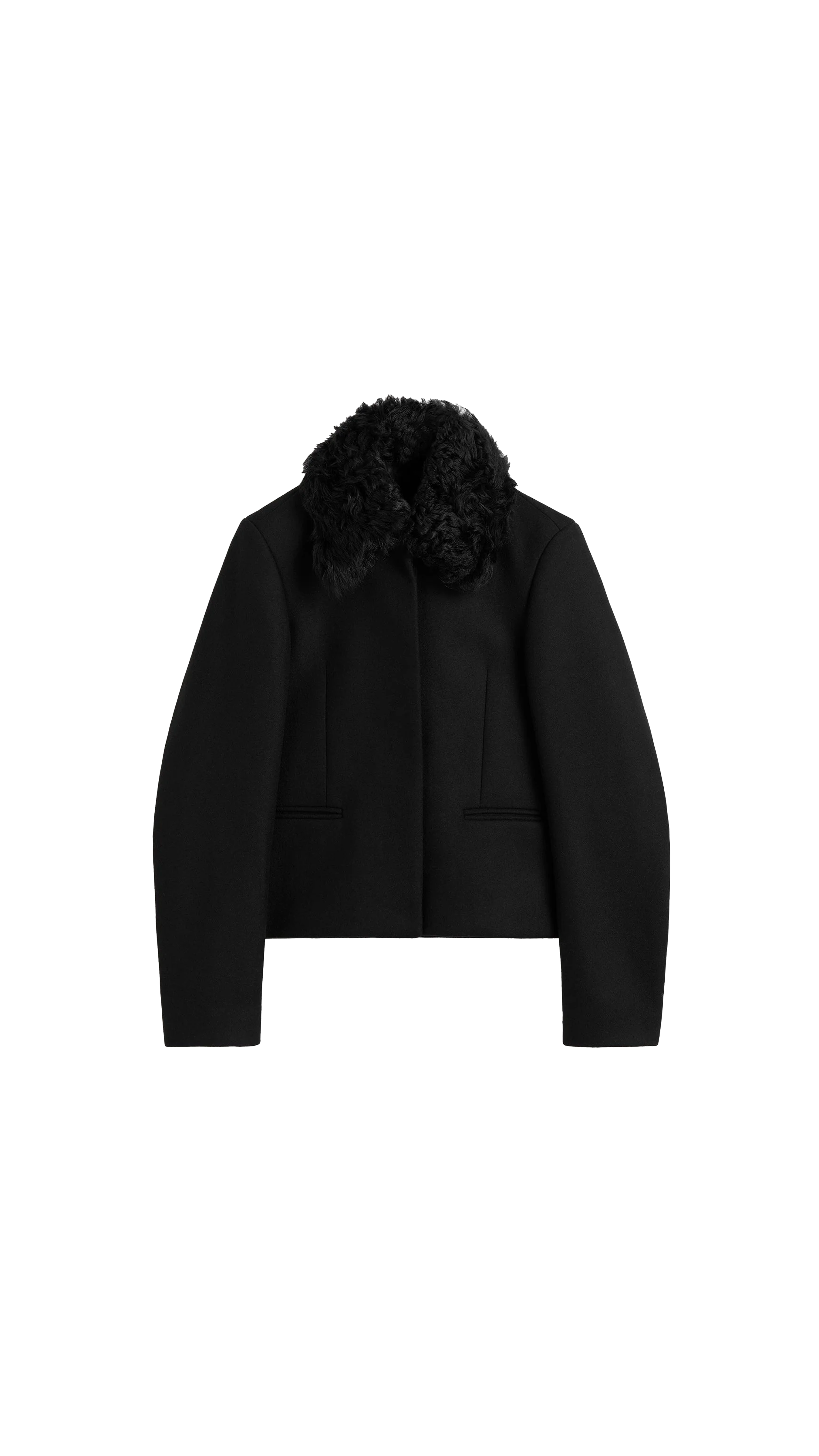 Shearling Collar Jacket - Black