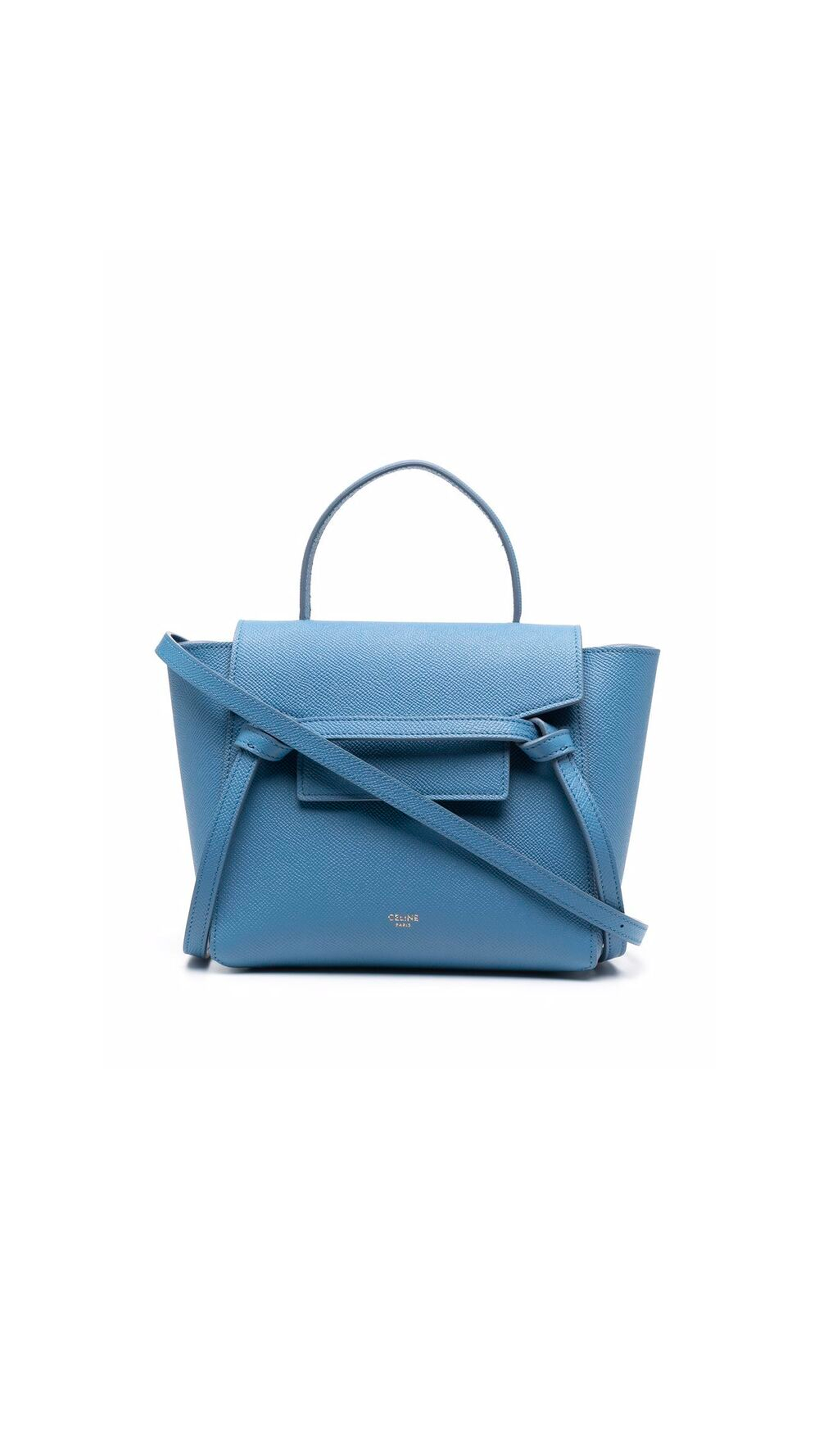 Nano Belt Bag In Grained Calfskin - Blue