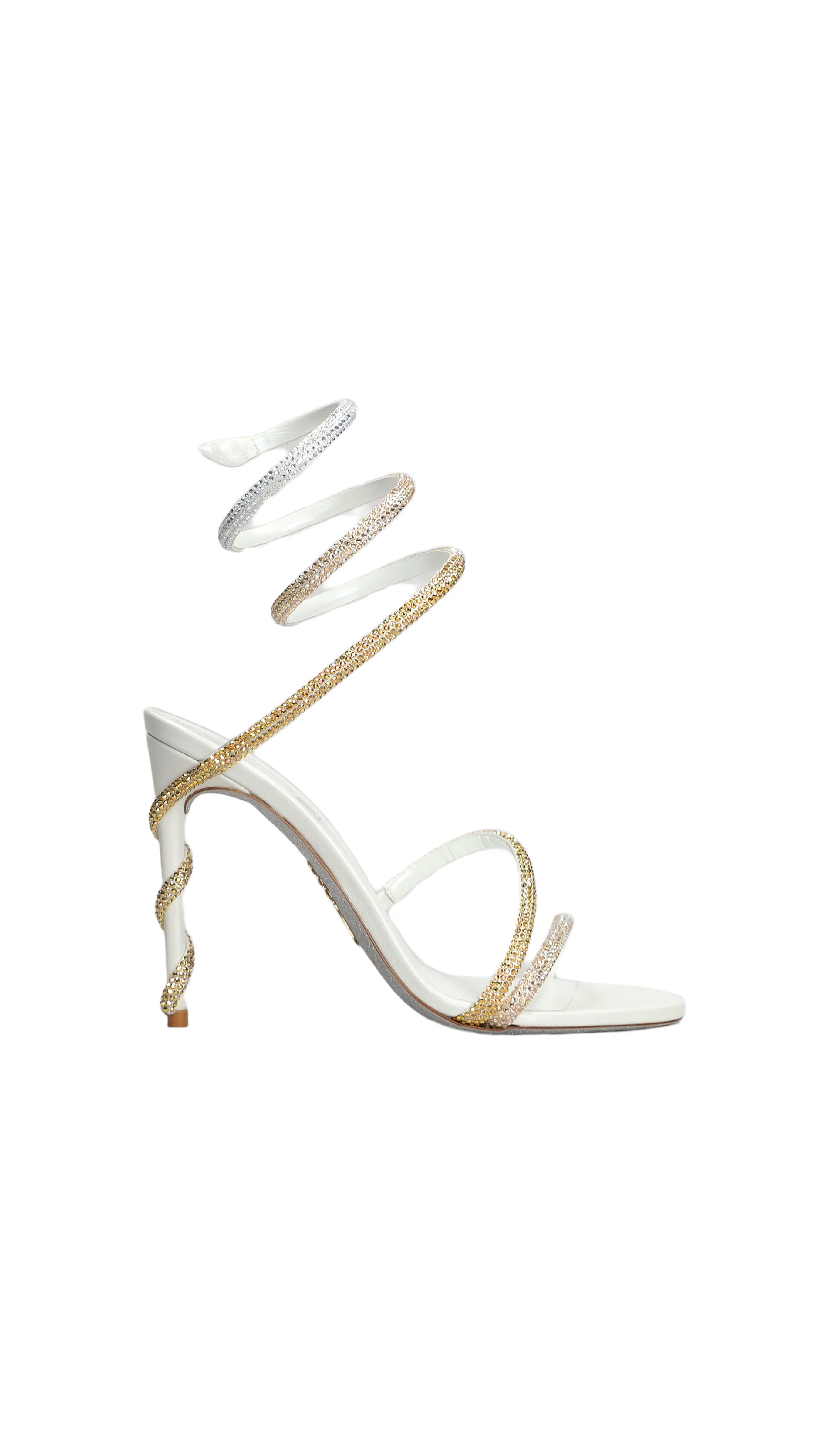 Margot Sandals with Degradé Crystal - White/Gold/Silver