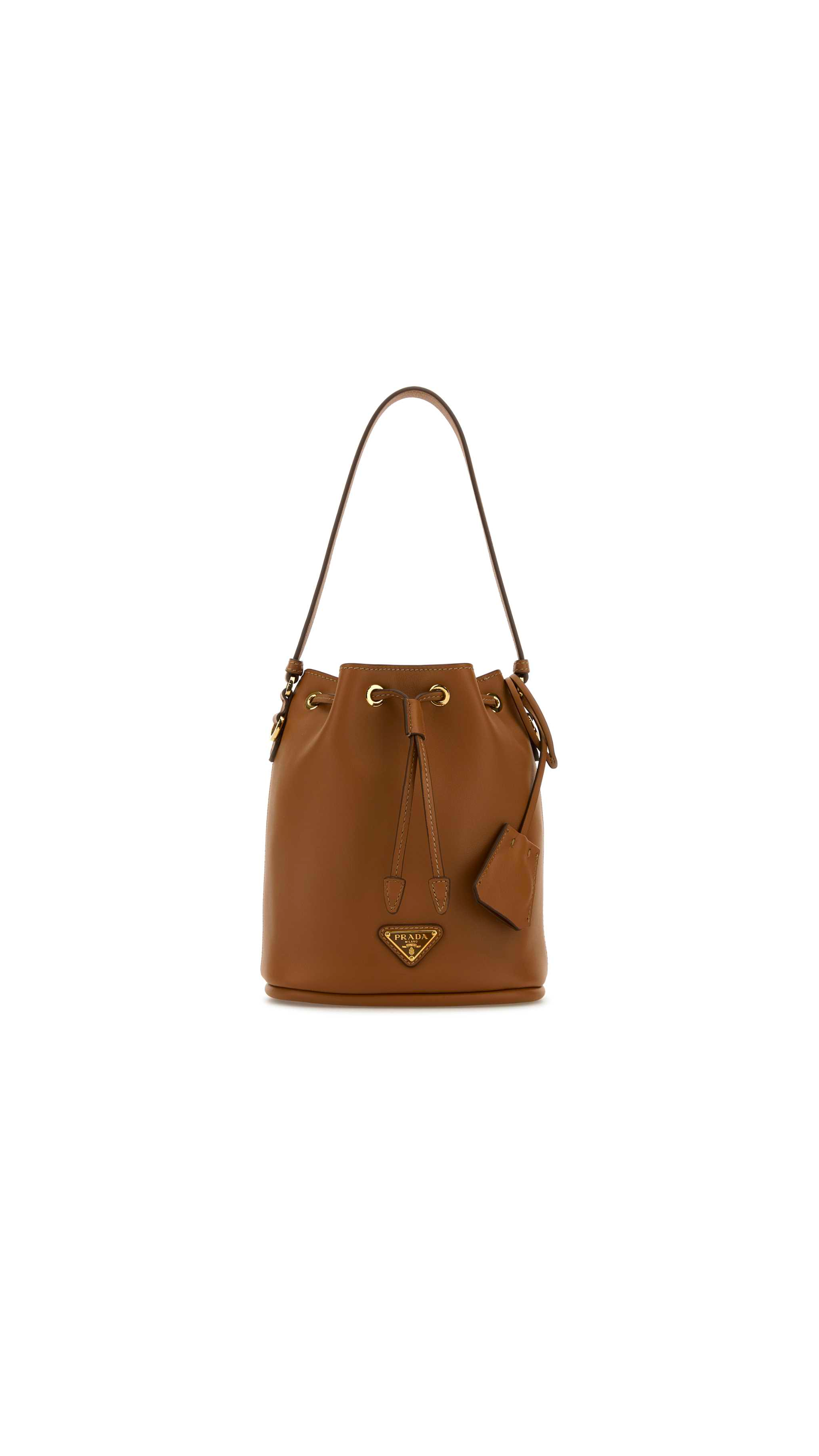 Leather Mini Bucket Bag - Caramel