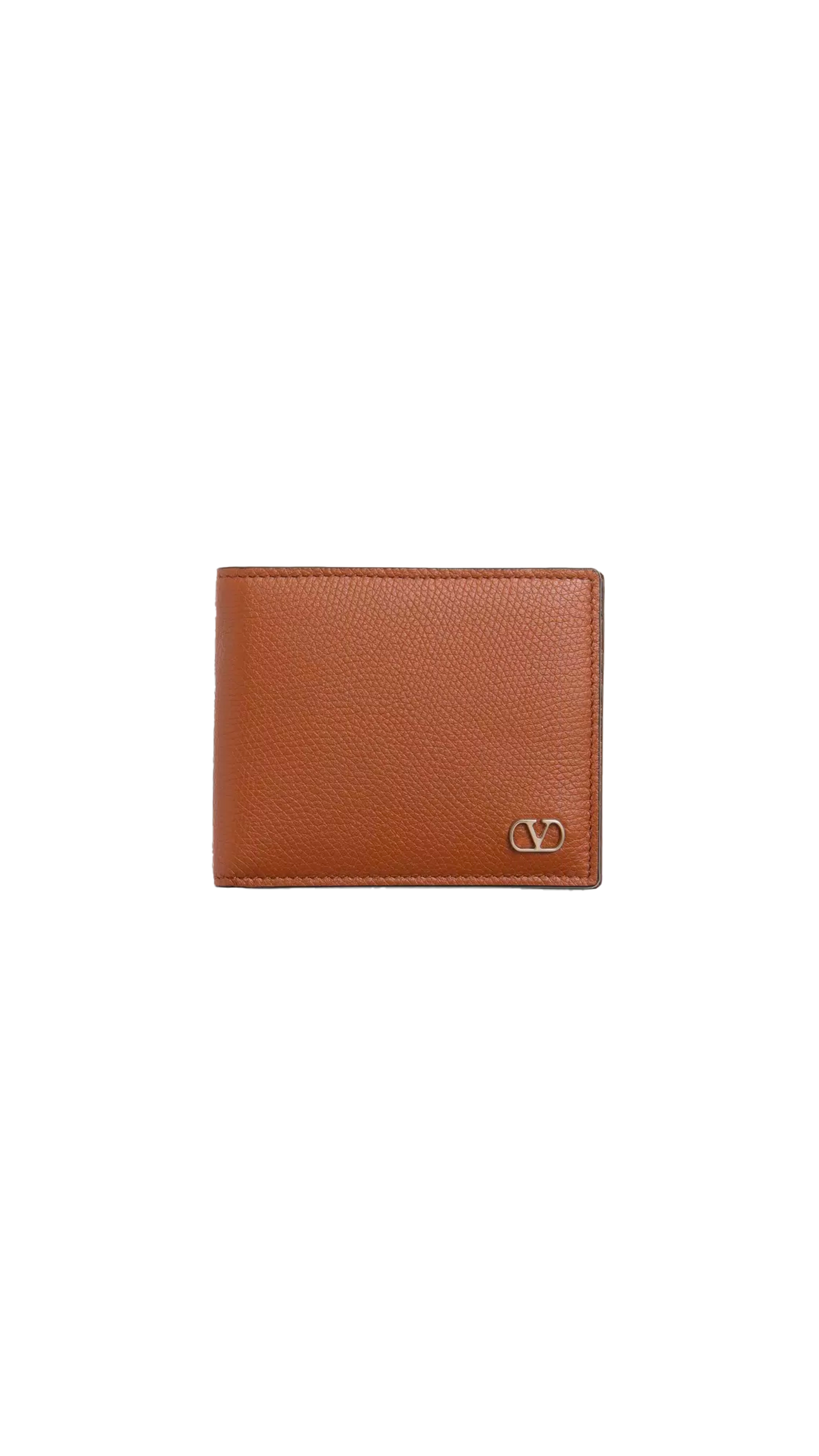 Vlogo Signature Grainy Calfskin Wallet - Saddle Brown