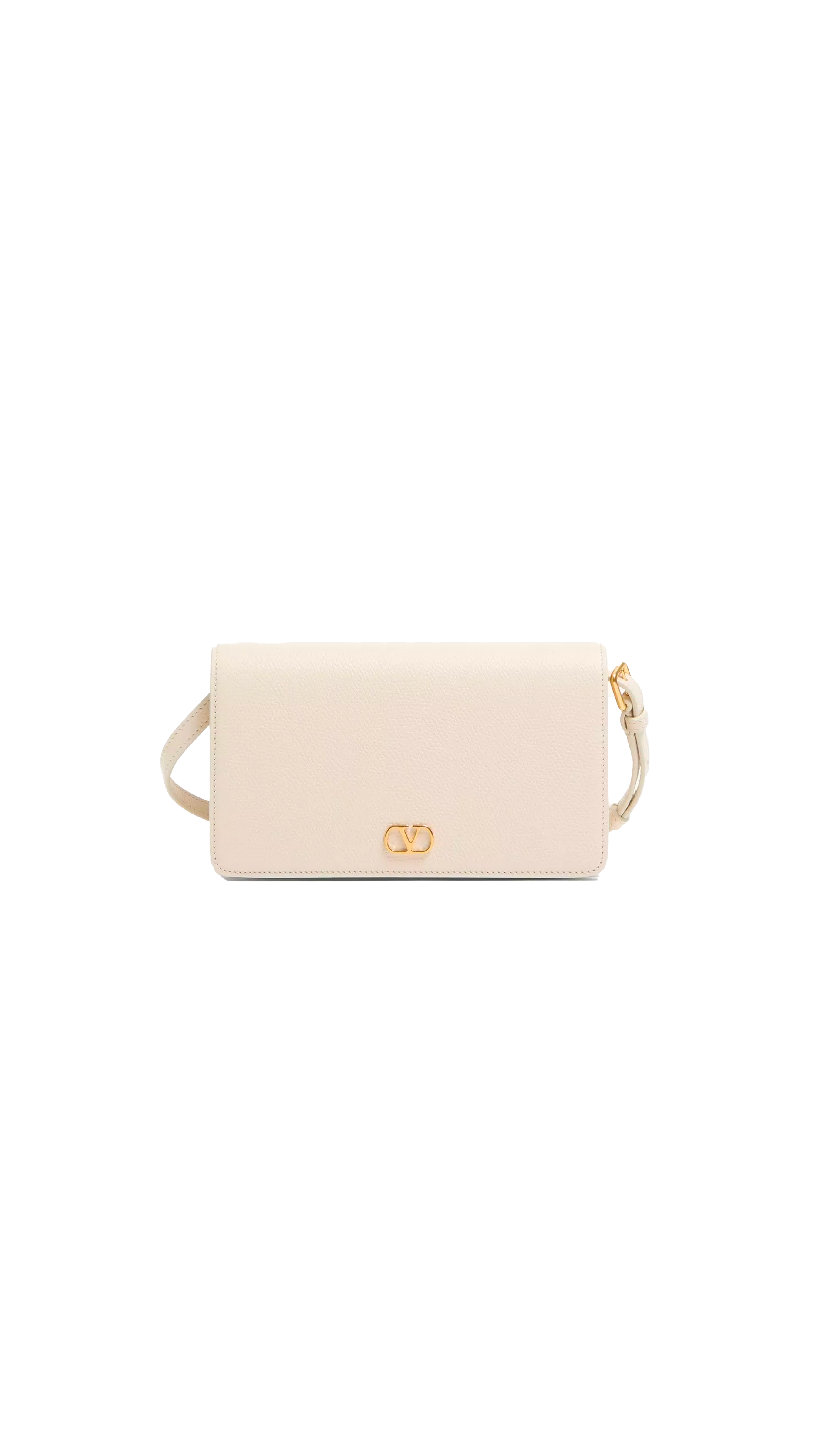 Vlogo Signature Mini Shoulder Bag in Grainy Calfskin - Light Ivory