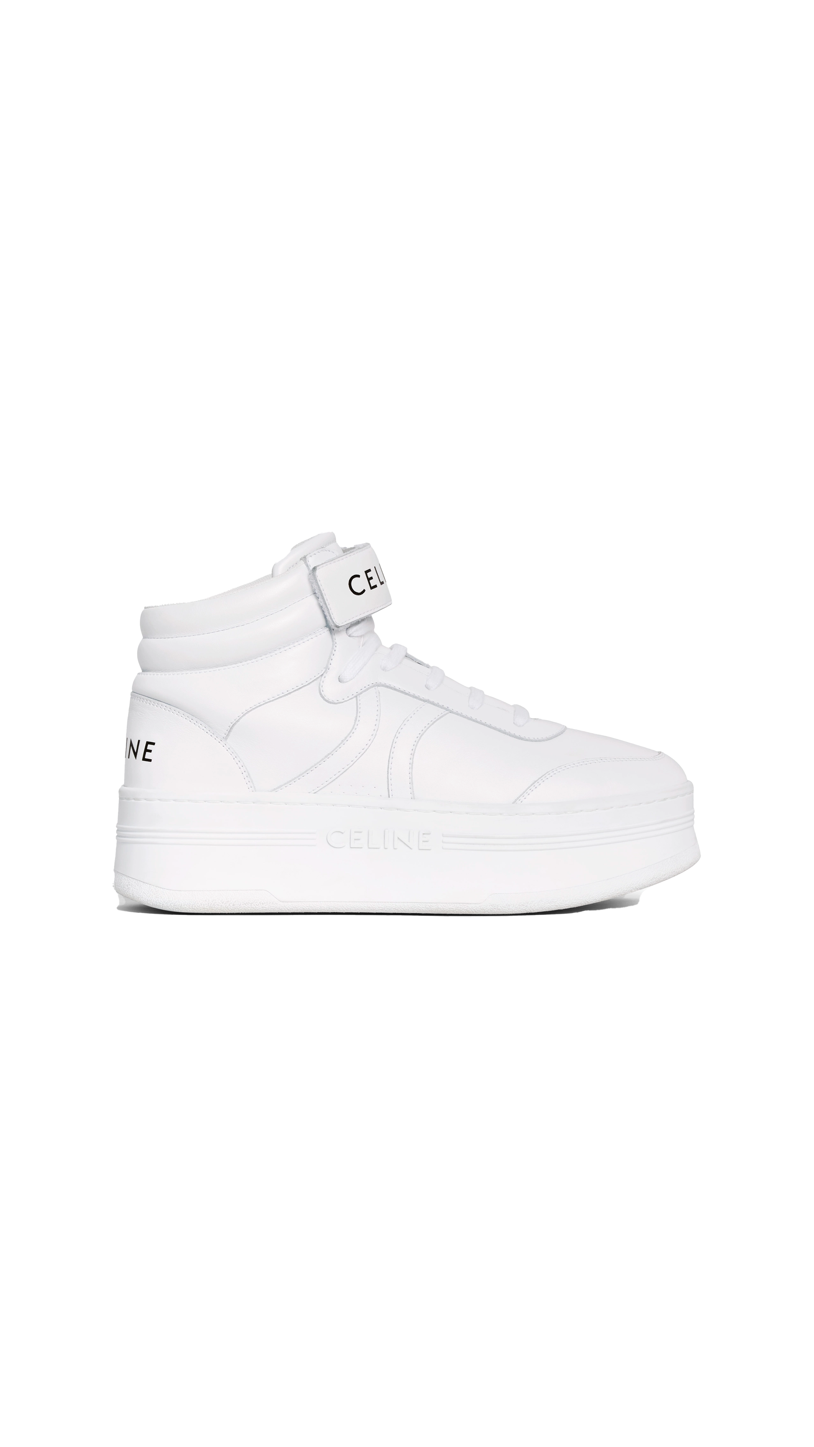 Mid Block Sneakers with Velcro and Wedge in Calfskin - Optic White