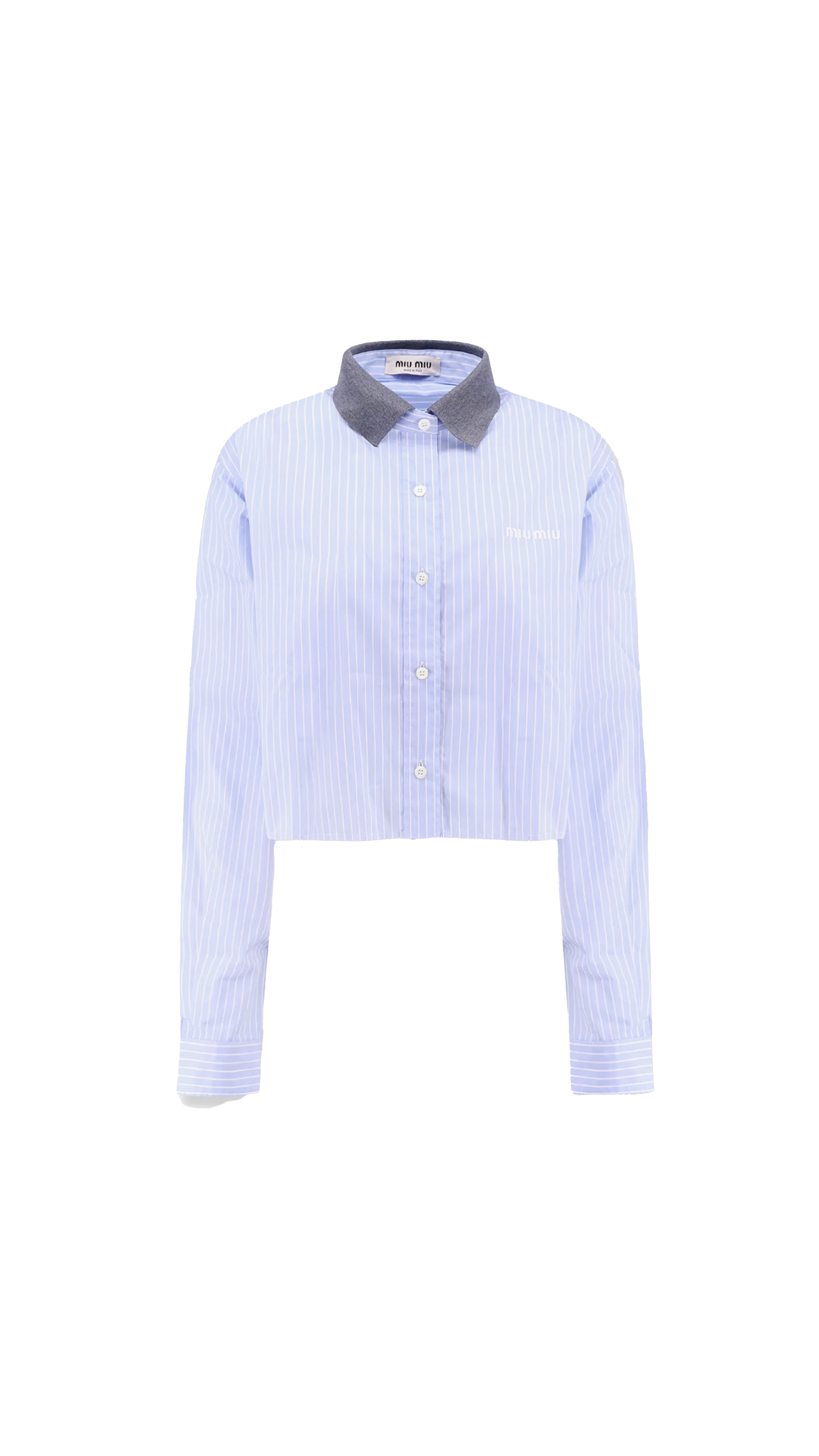 Shirt with Jersey Collar - Blue