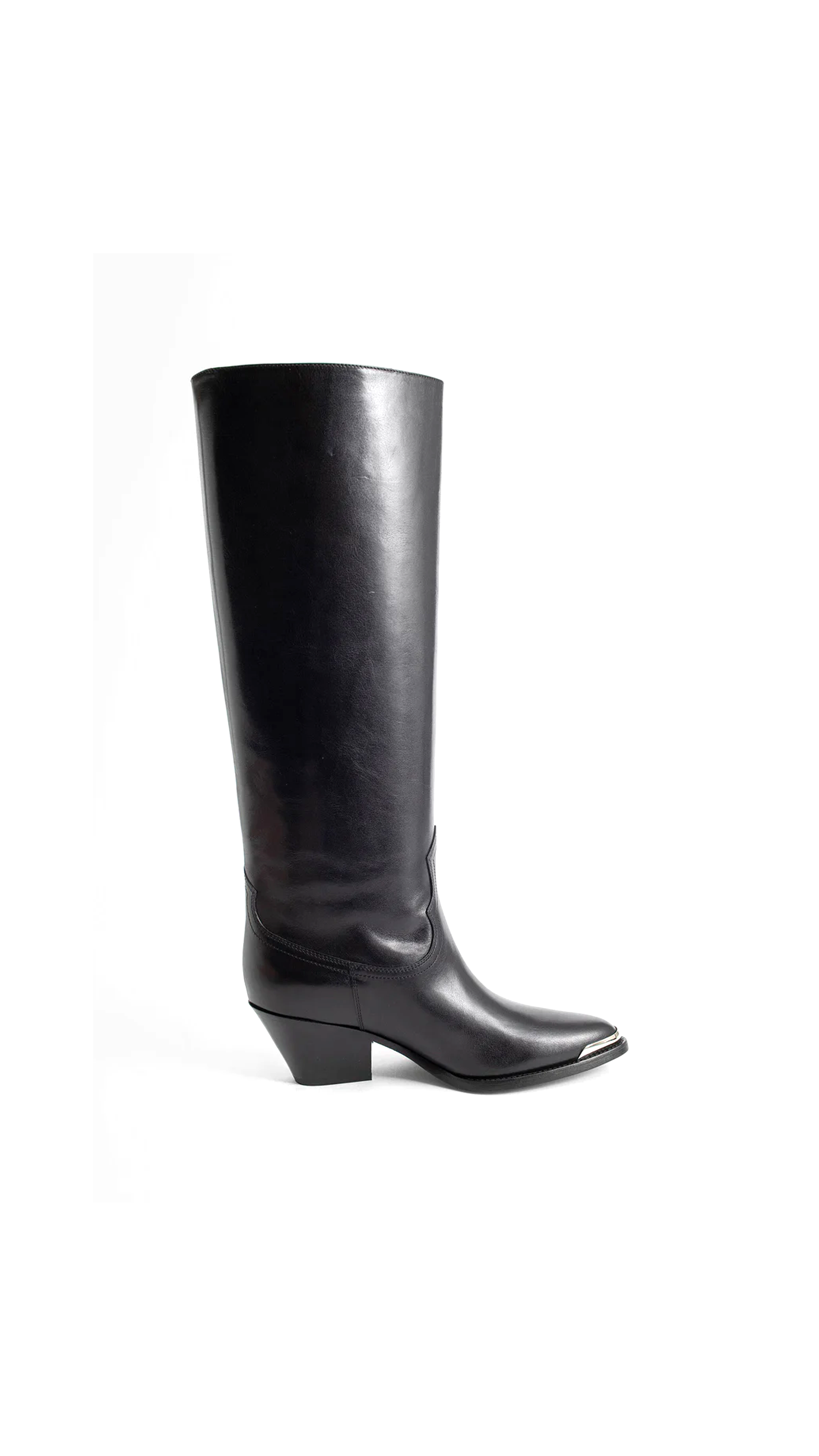 Celine Lola Boots High Western Boots With Metal Toe In Calfskin - Black