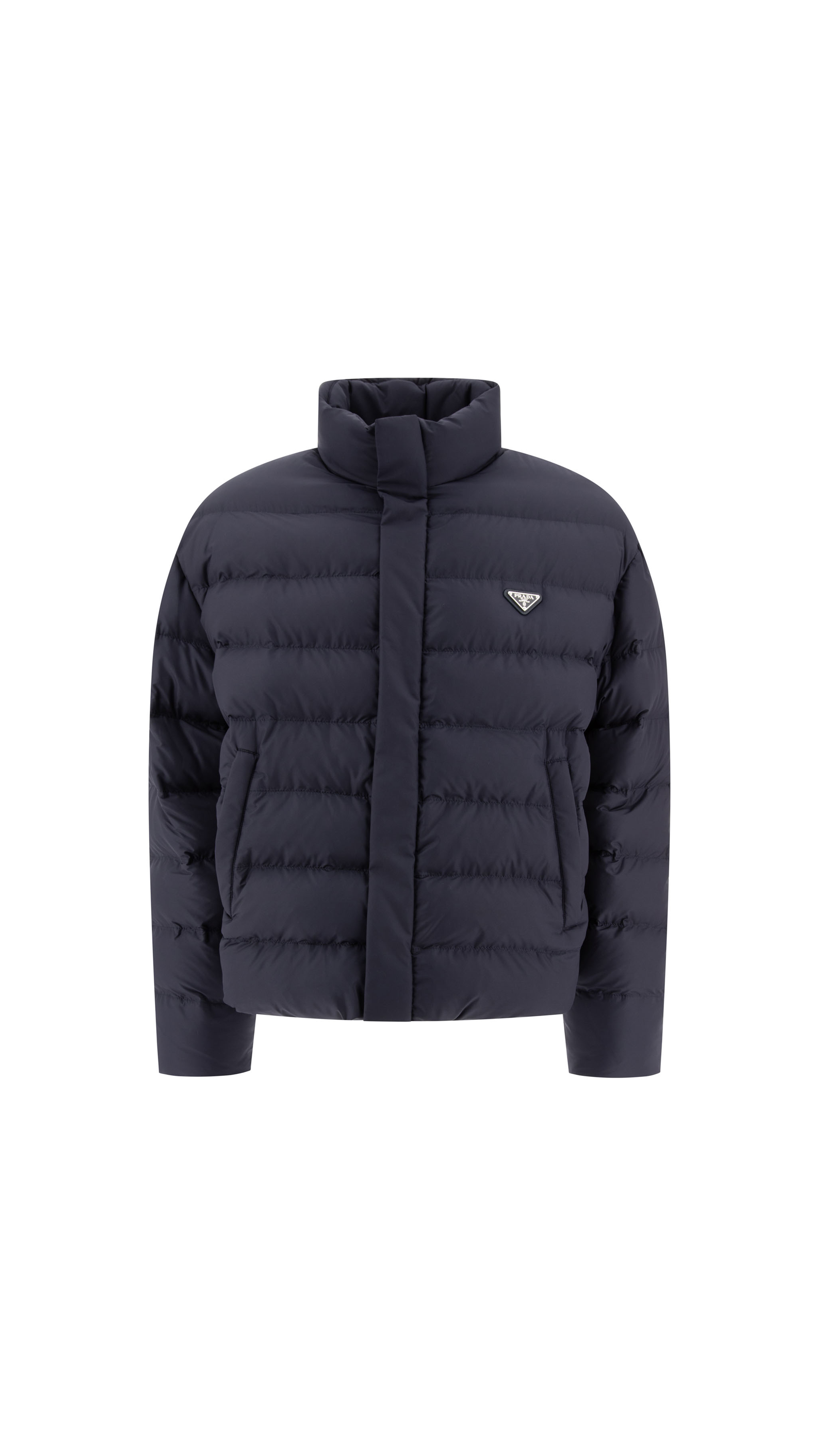 Down Jacket With Triangle Logo - Blue