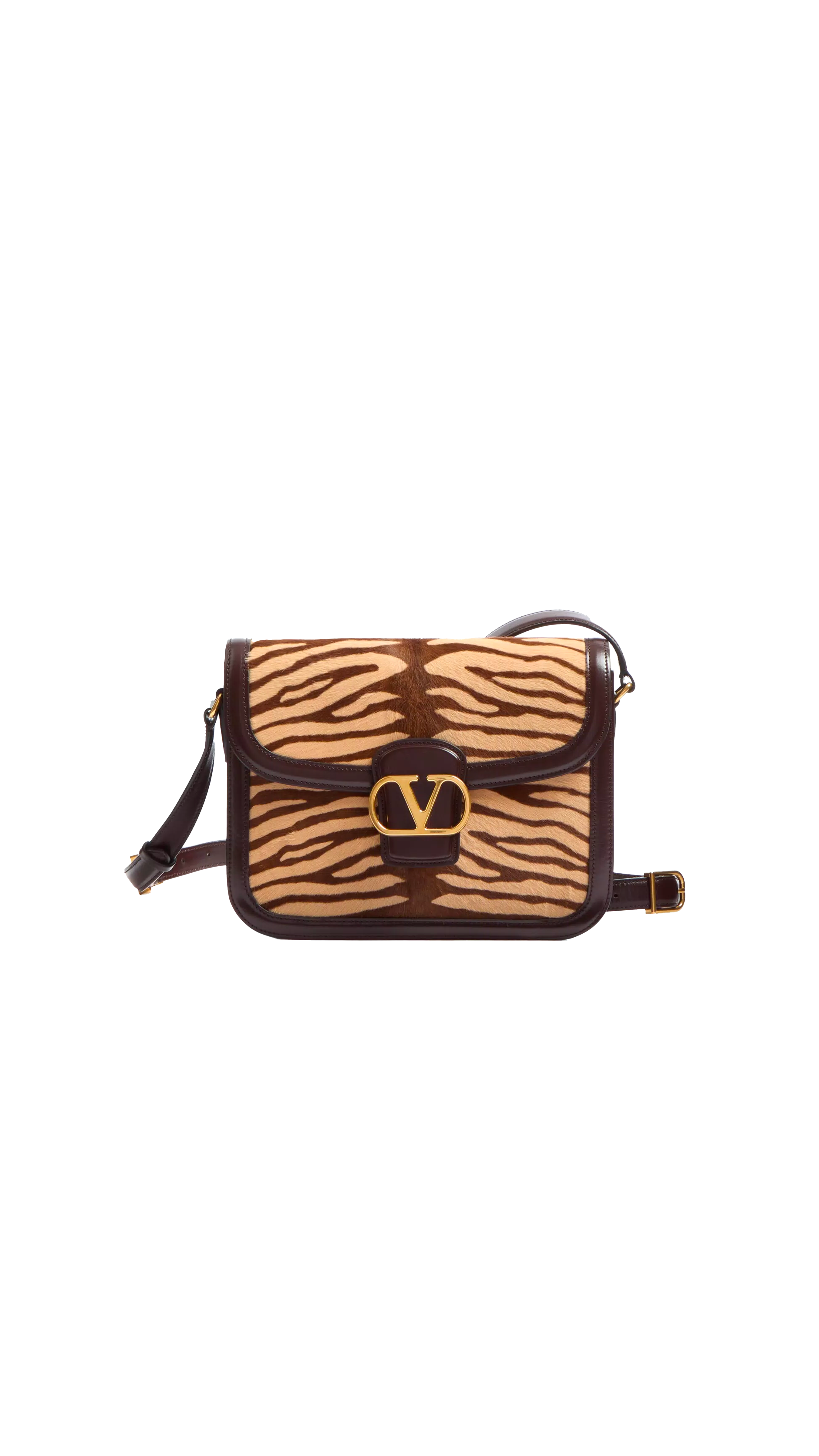 Valentino Garavani 9to5 Shoulder Bag In Animalier Pony Effect Calfskin - Brown