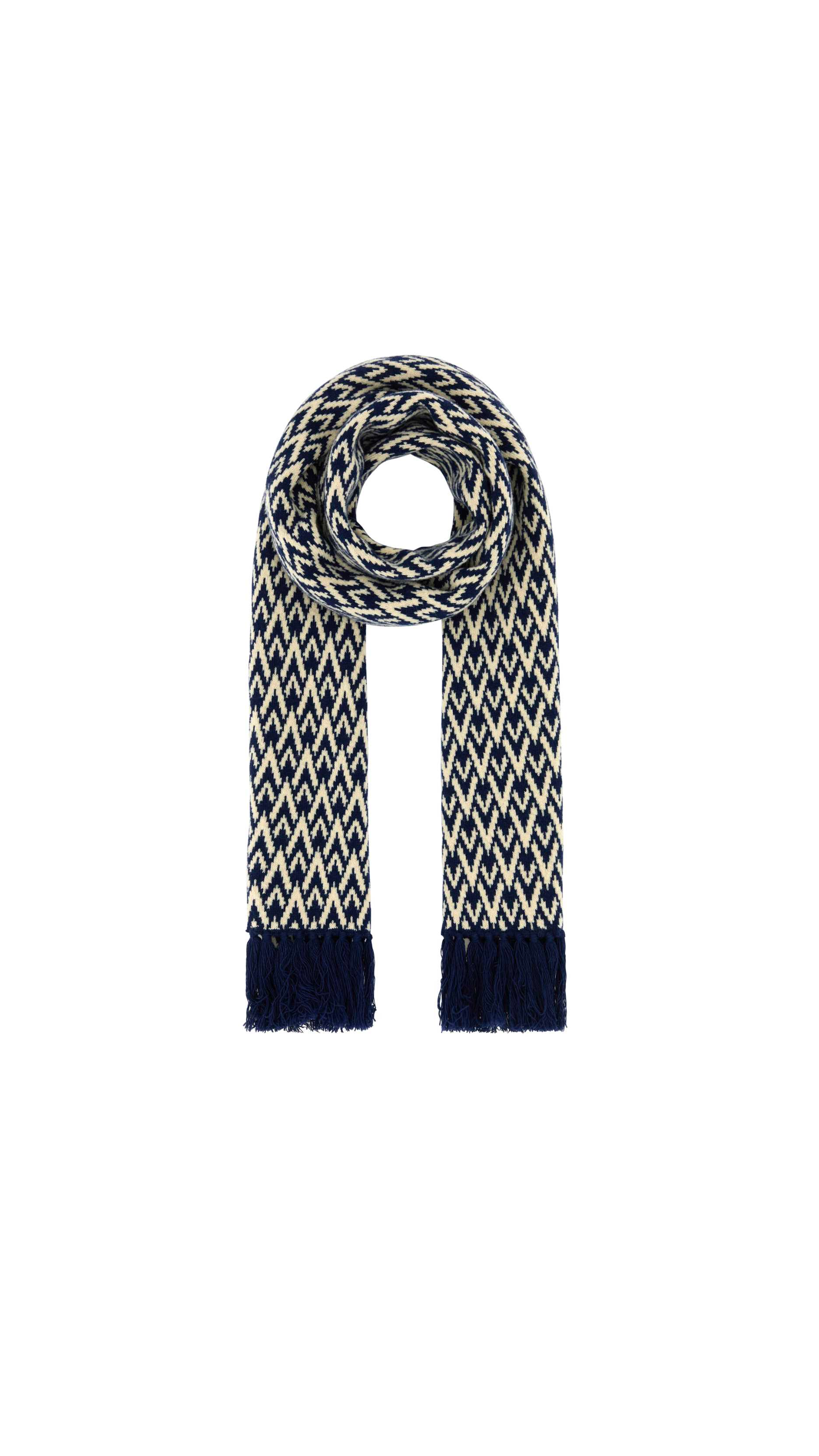 Wool Scarf - Blue/Ivory