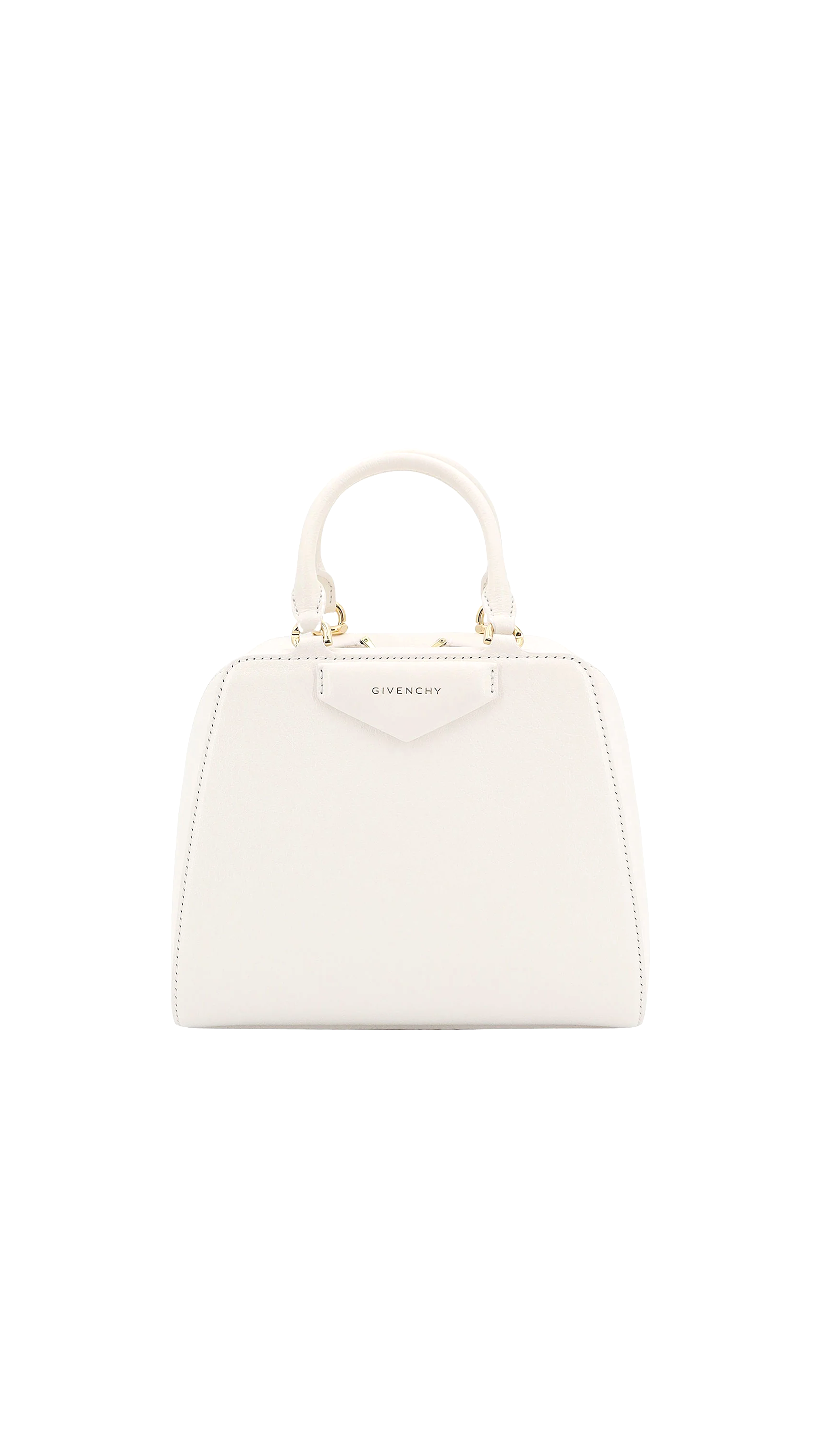 Mini Antigona Cube Bag in Leather - White