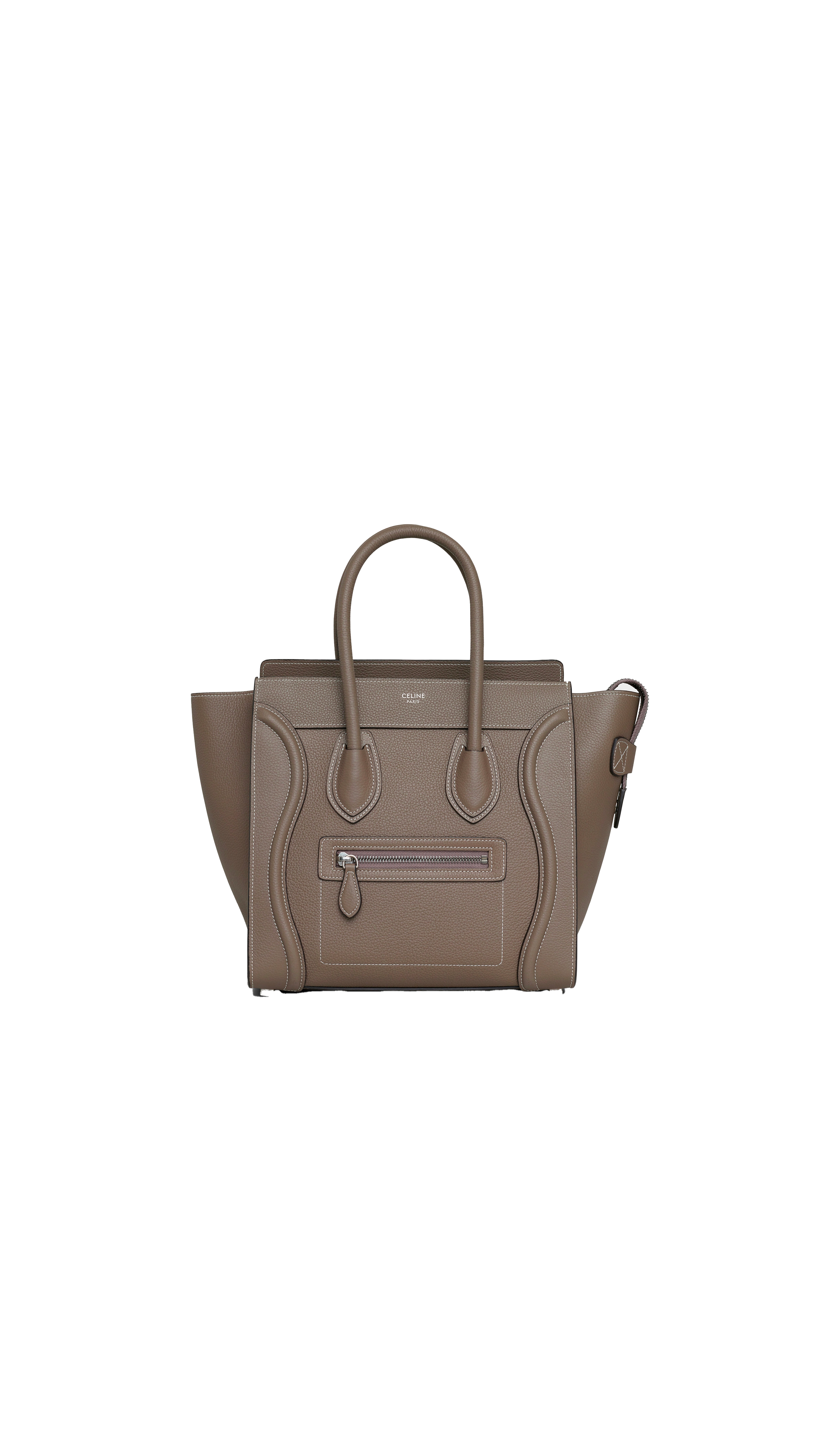 Micro Luggage Handbag In Drummed Calfskin - Beige