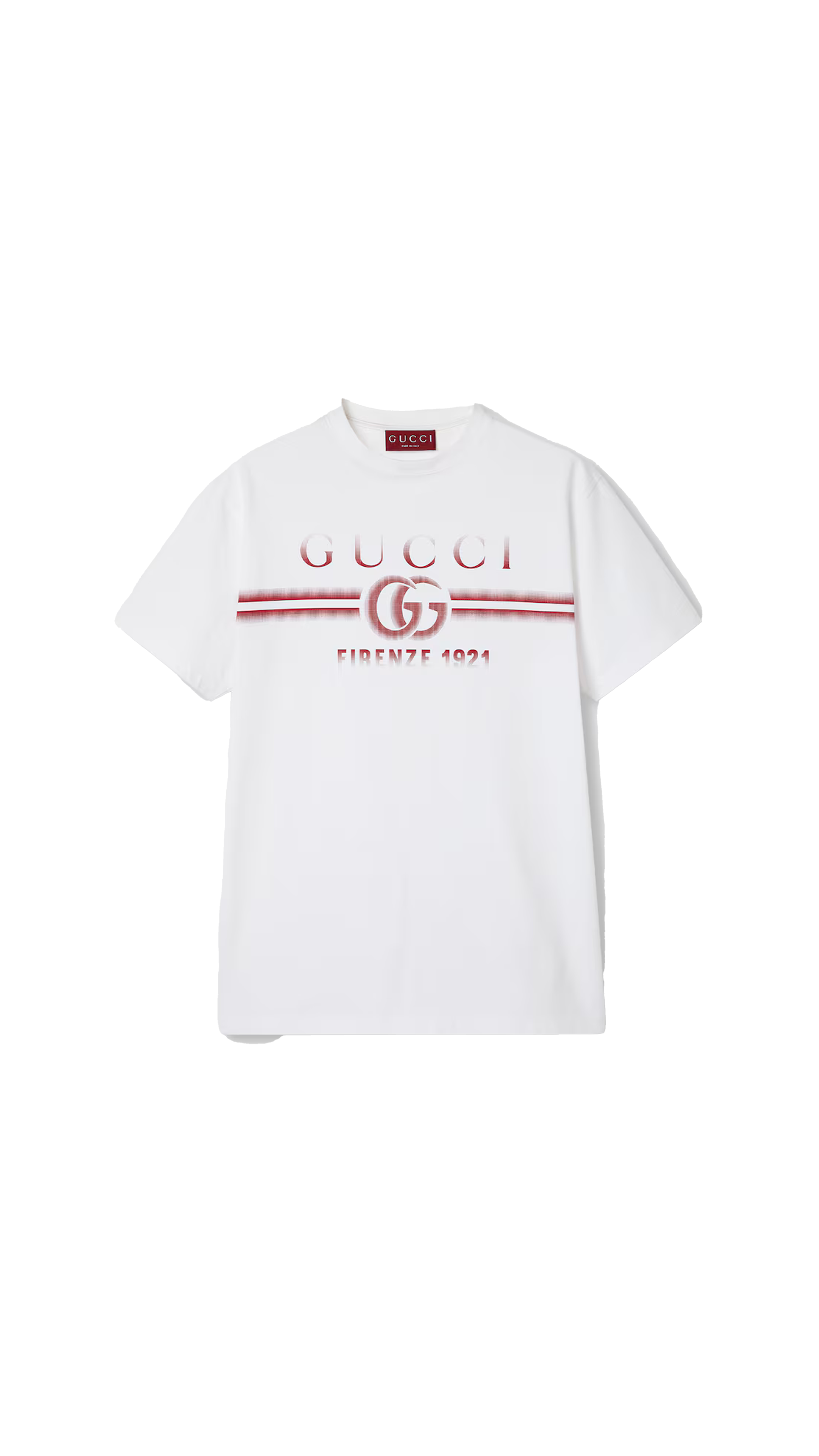 Cotton Jersey T-shirt With Gucci Print - White/Red