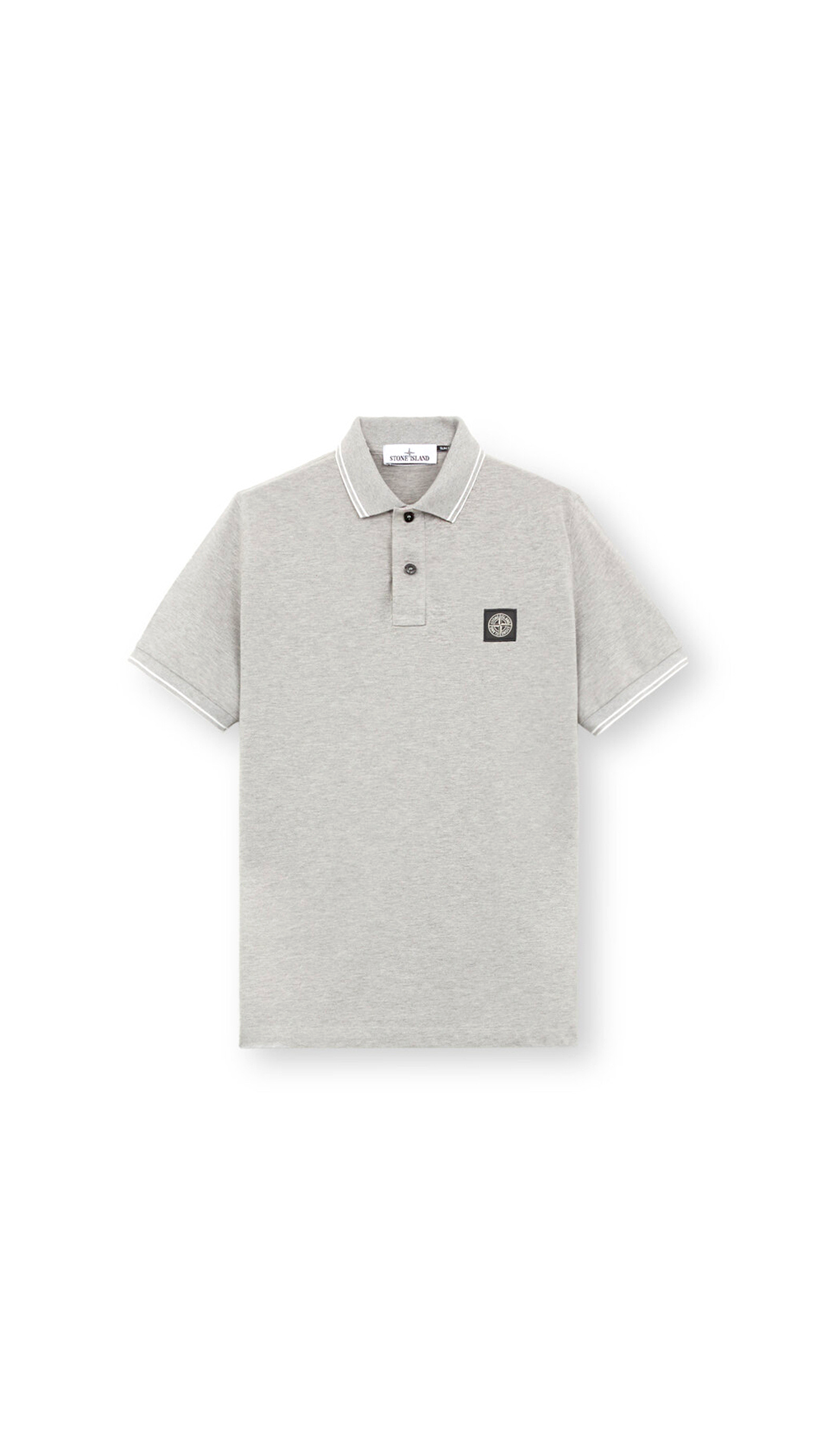 Logo Patch Polo Shirt - Grey