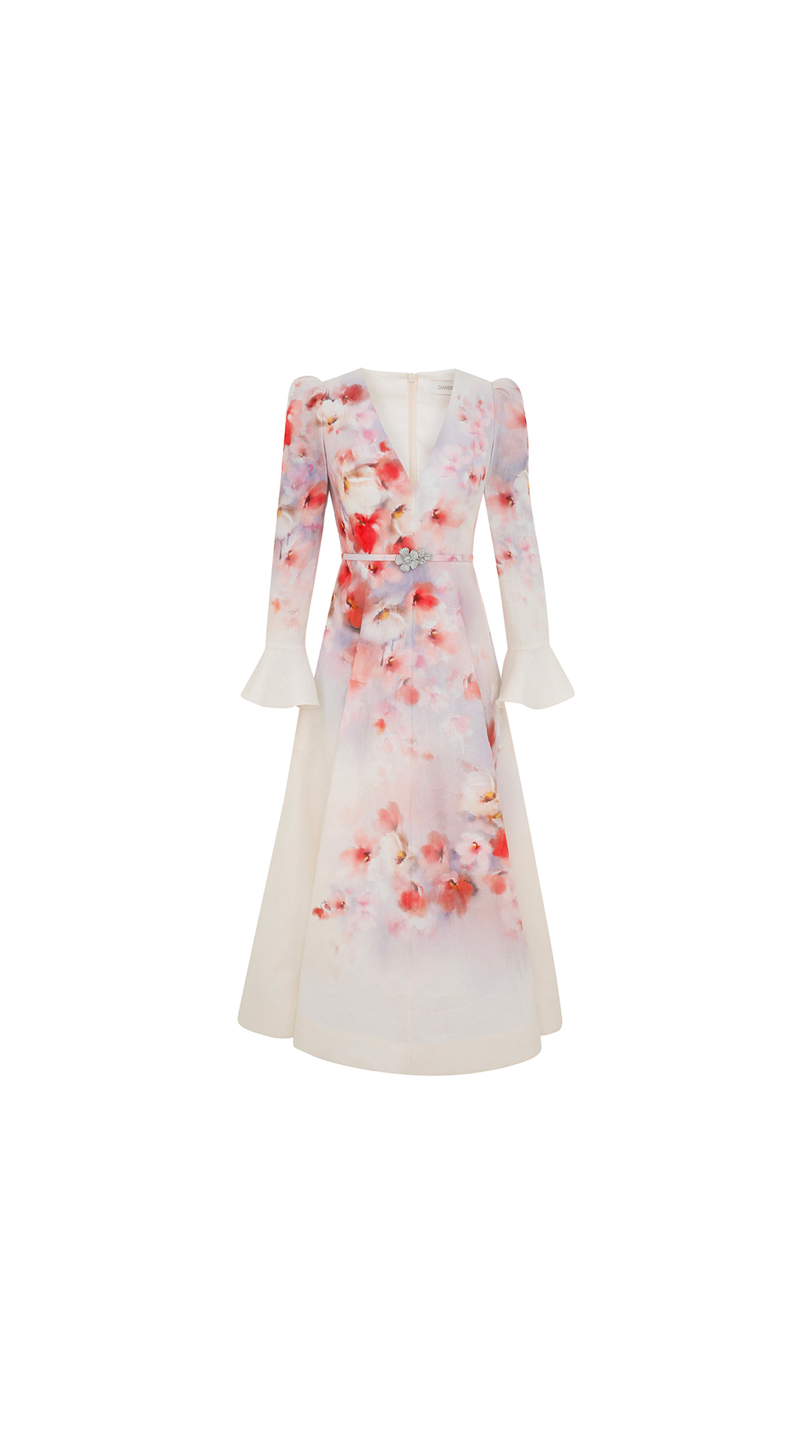 Crush Frill Sleeved Midi Dress - Floral