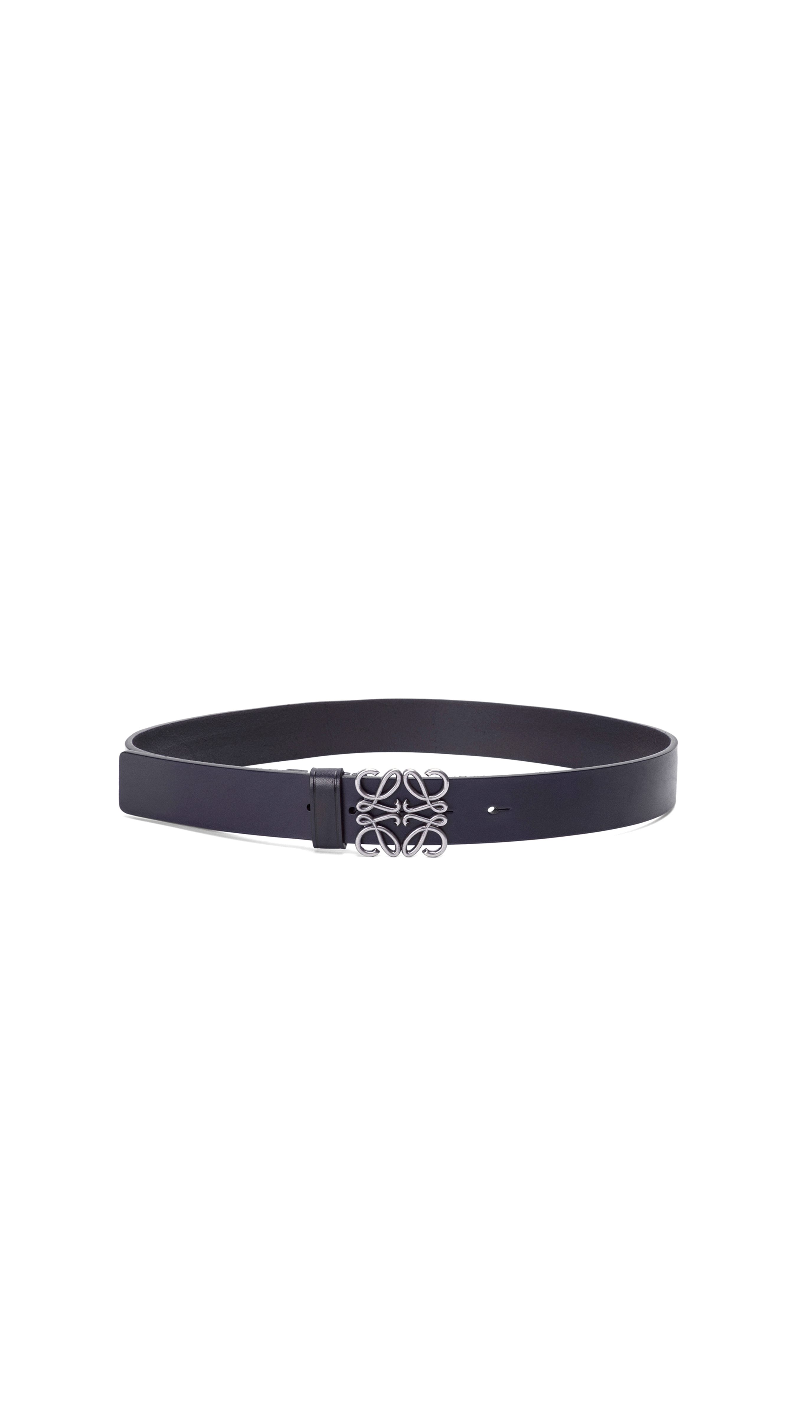 Chunky Anagram Belt in Calfskin - Deep Navy/Vintage Palladium