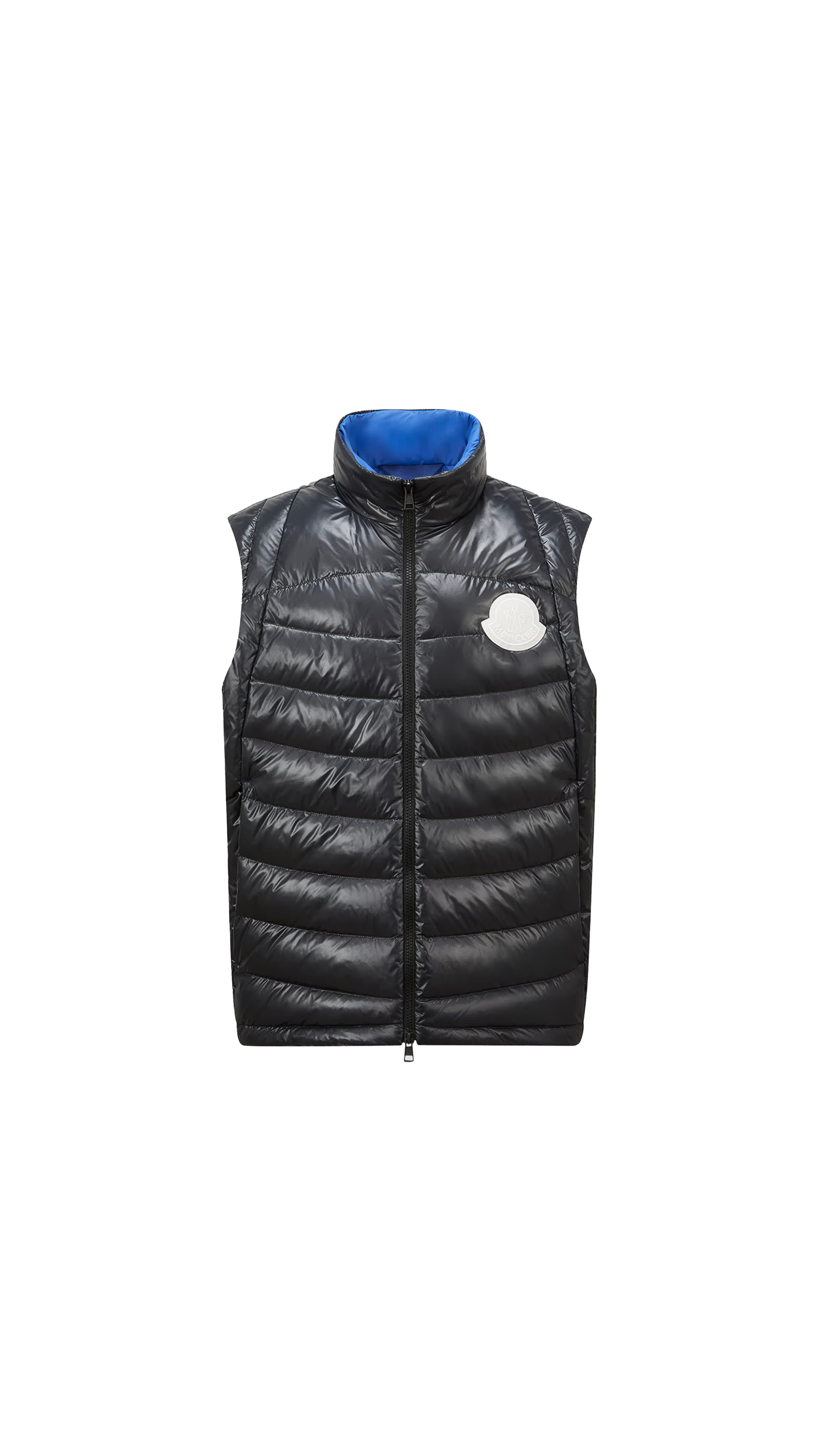 Menelao Hooded Curvy-Quilted Down Vest - Grey