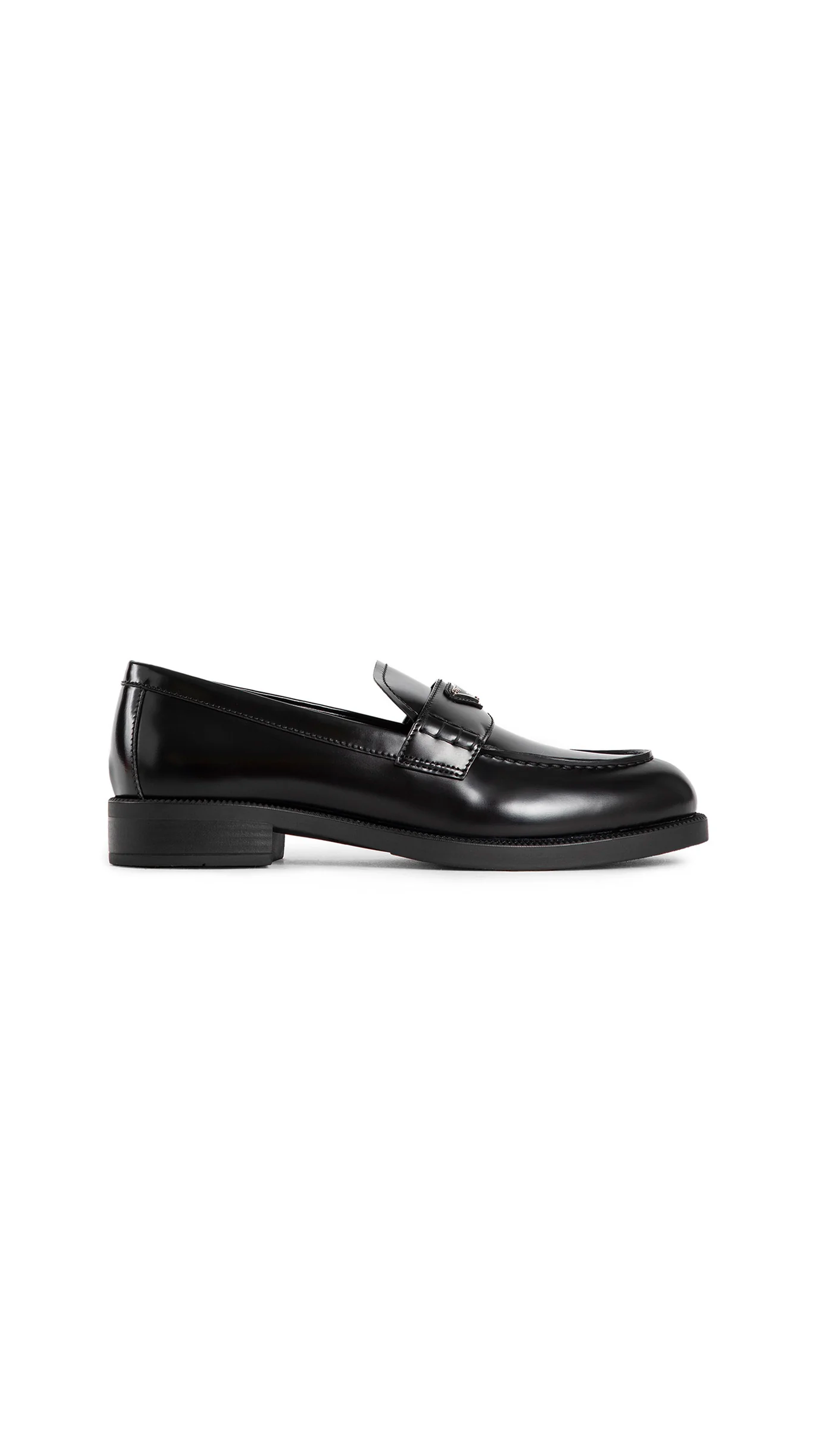 Brushed Leather Loafers - Black