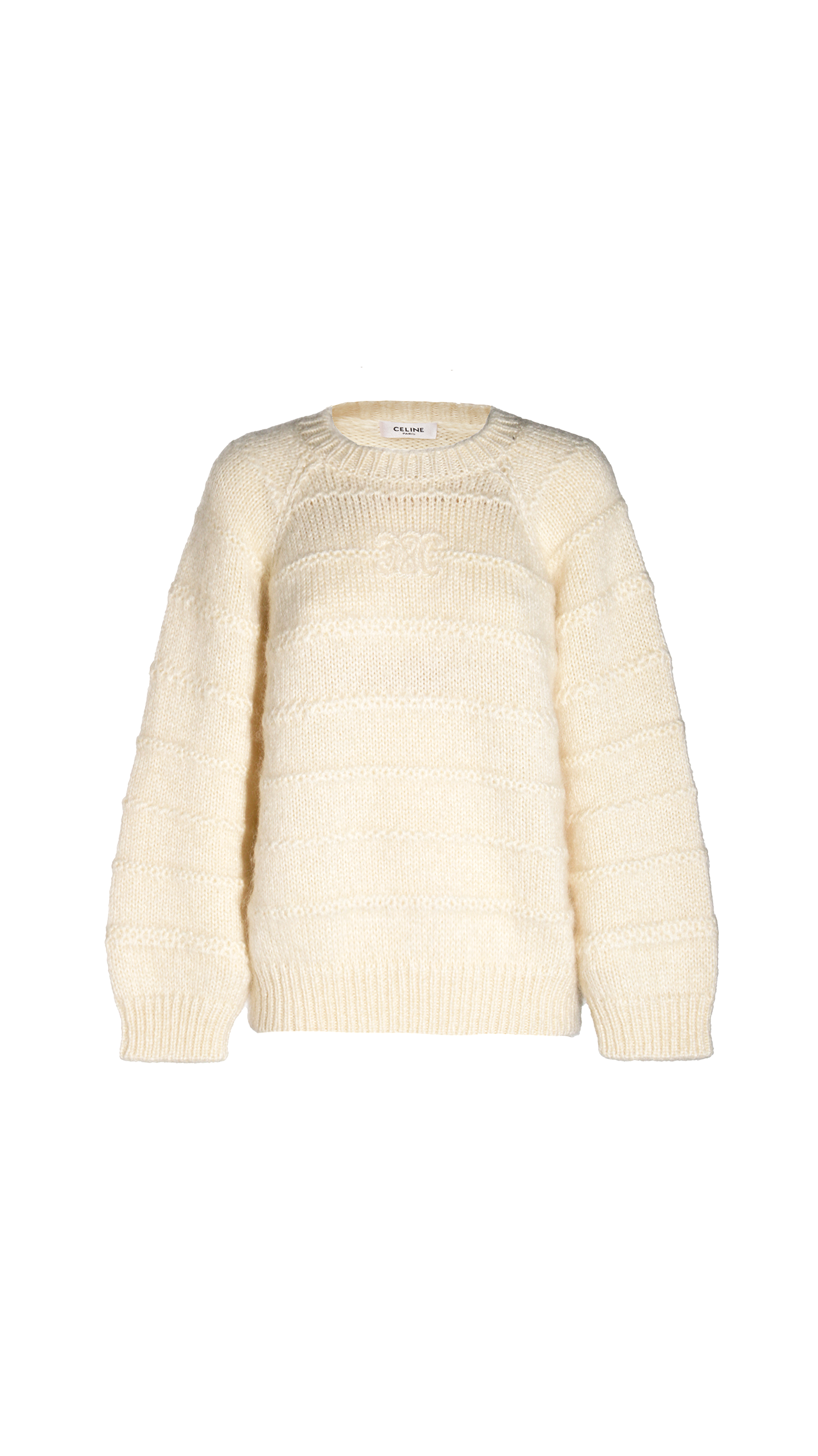 Triomphe Embroidery Mohair Wool Knit  - White