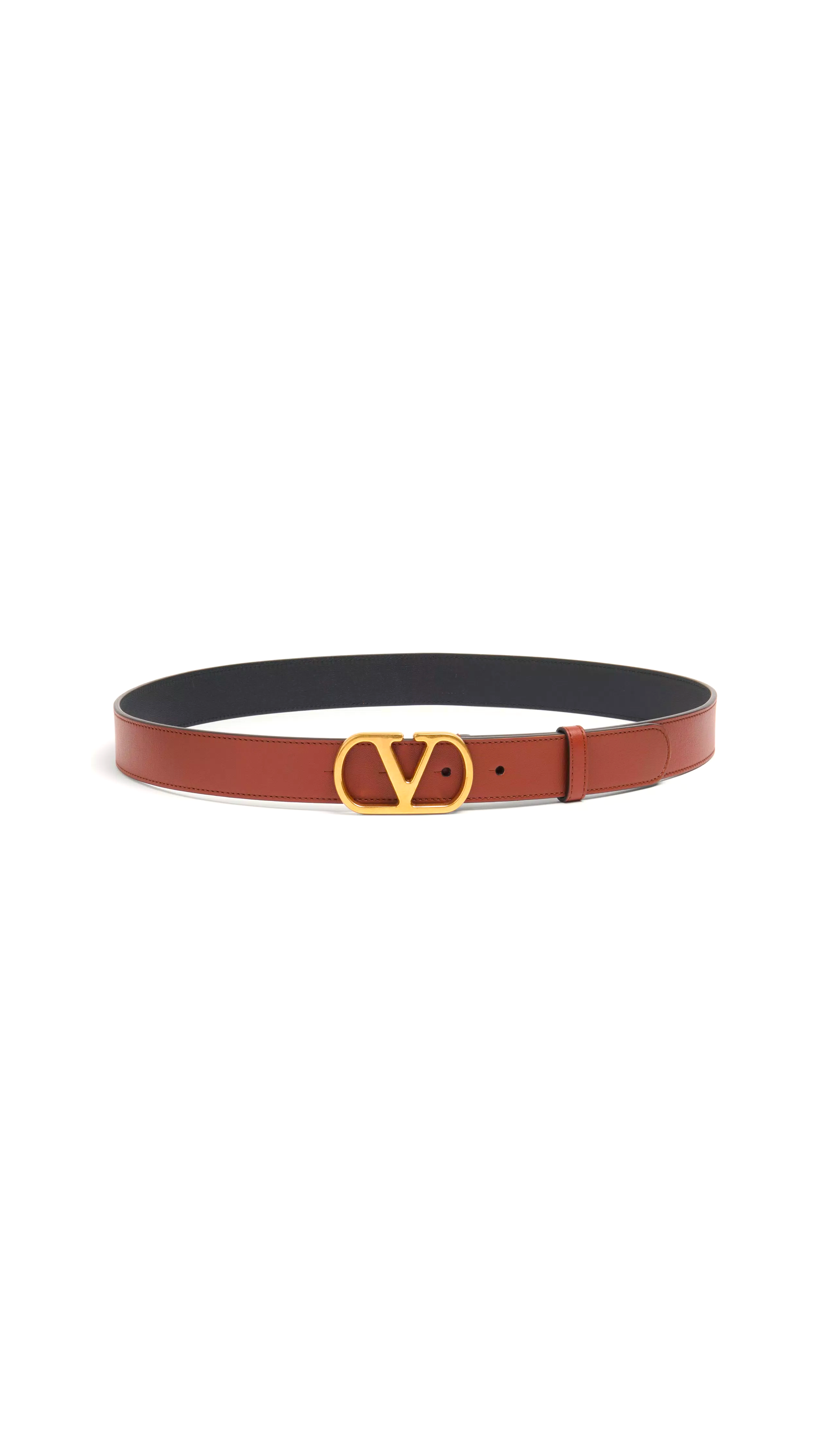 Vlogo Signature Belt In Polished Calfskin 30 Mm - Deep Caramel