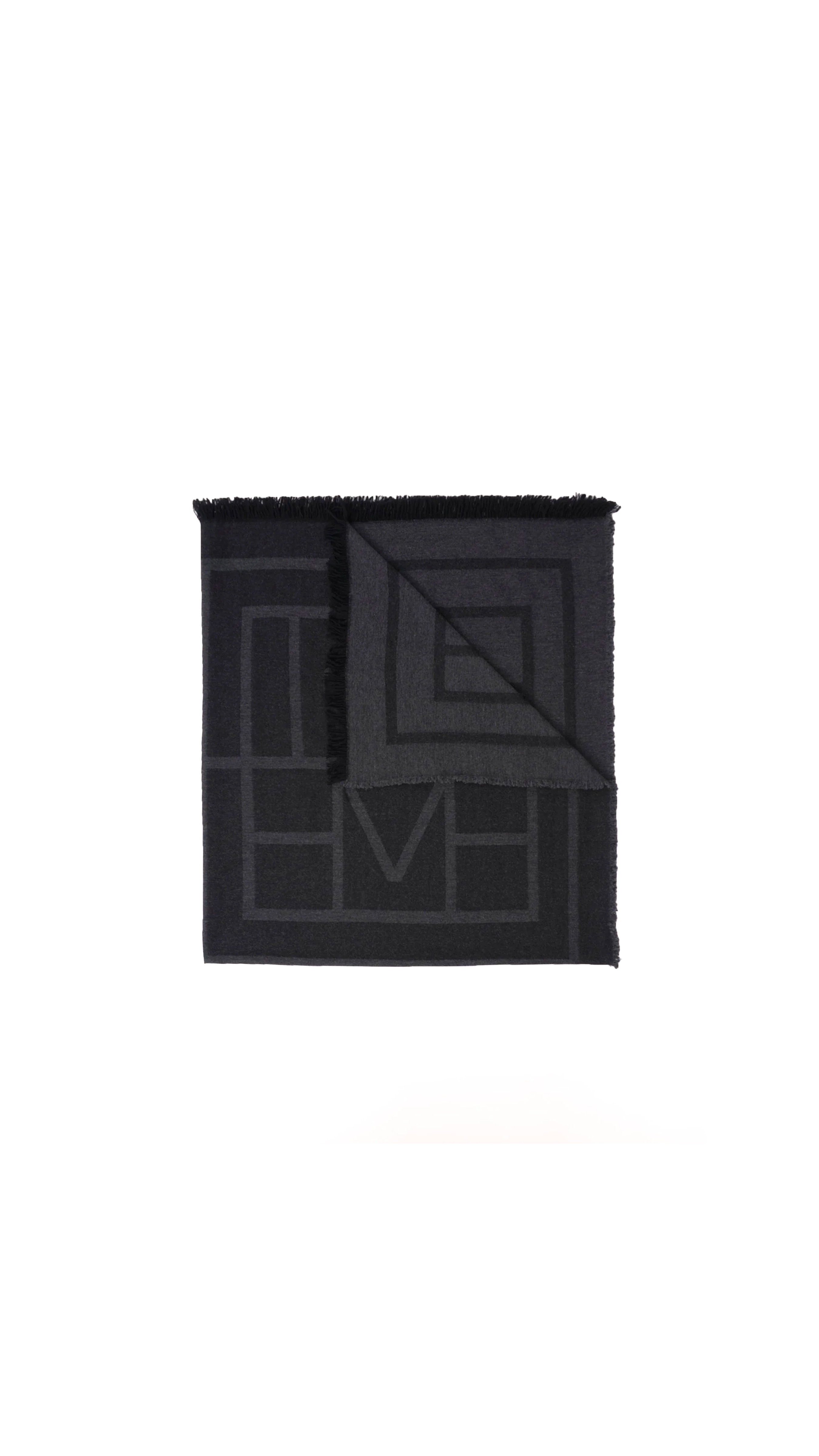 Monogram Wool Cashmere Scarf - Dark Grey