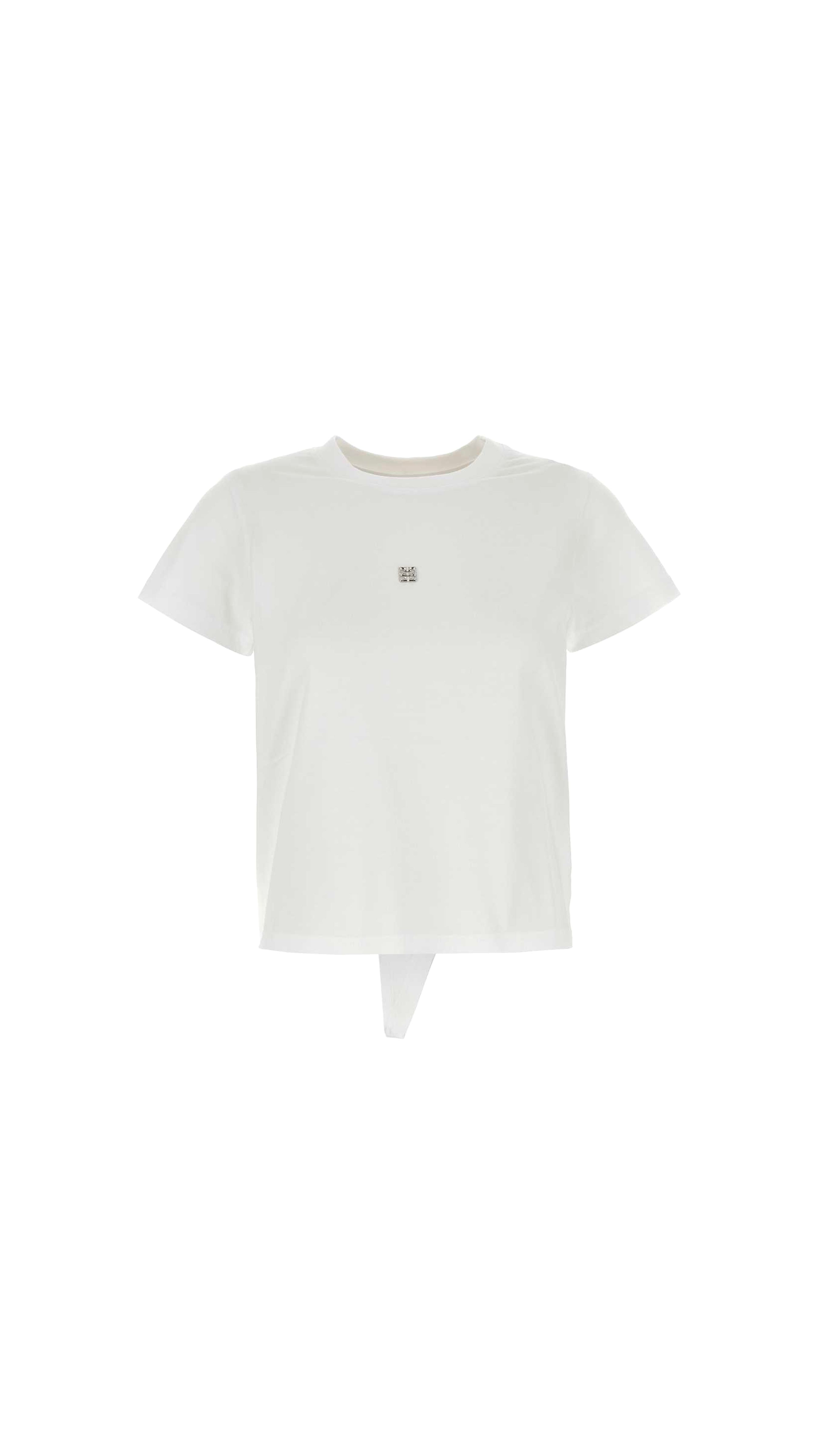 T-Shirt with Givenchy Crystal Logo and Tie Back - White