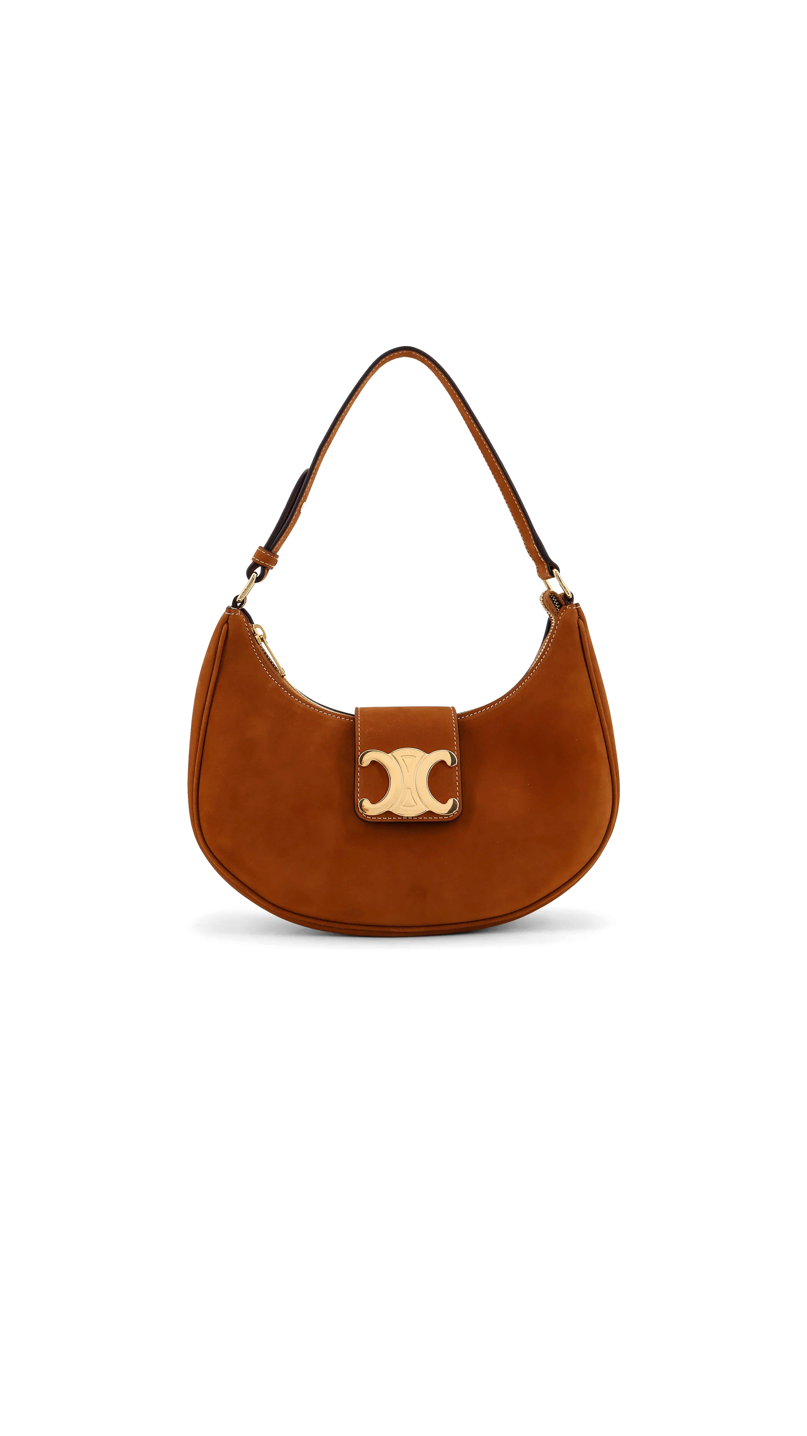 Ava Medium Triomphe Suede Shoulder Bag - Brown