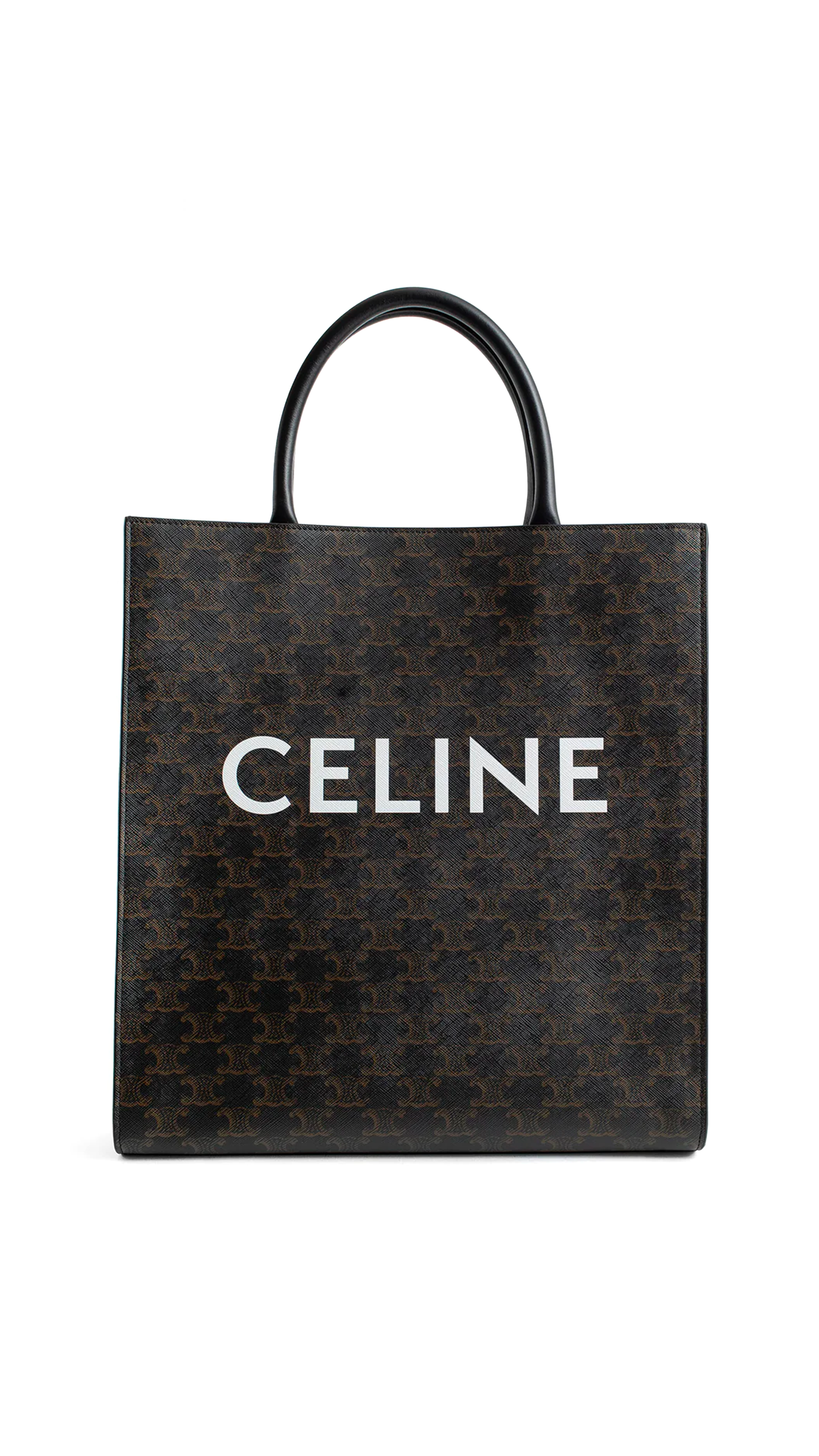 Medium Vertical Cabas in Triomphe Canvas with Celine Print - Black