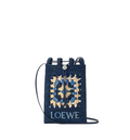 Drawstring pocket in classic calfskin and raffia