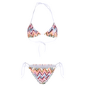 Stretch Viscose Lace-Motif Bikini with Zigzag Pattern