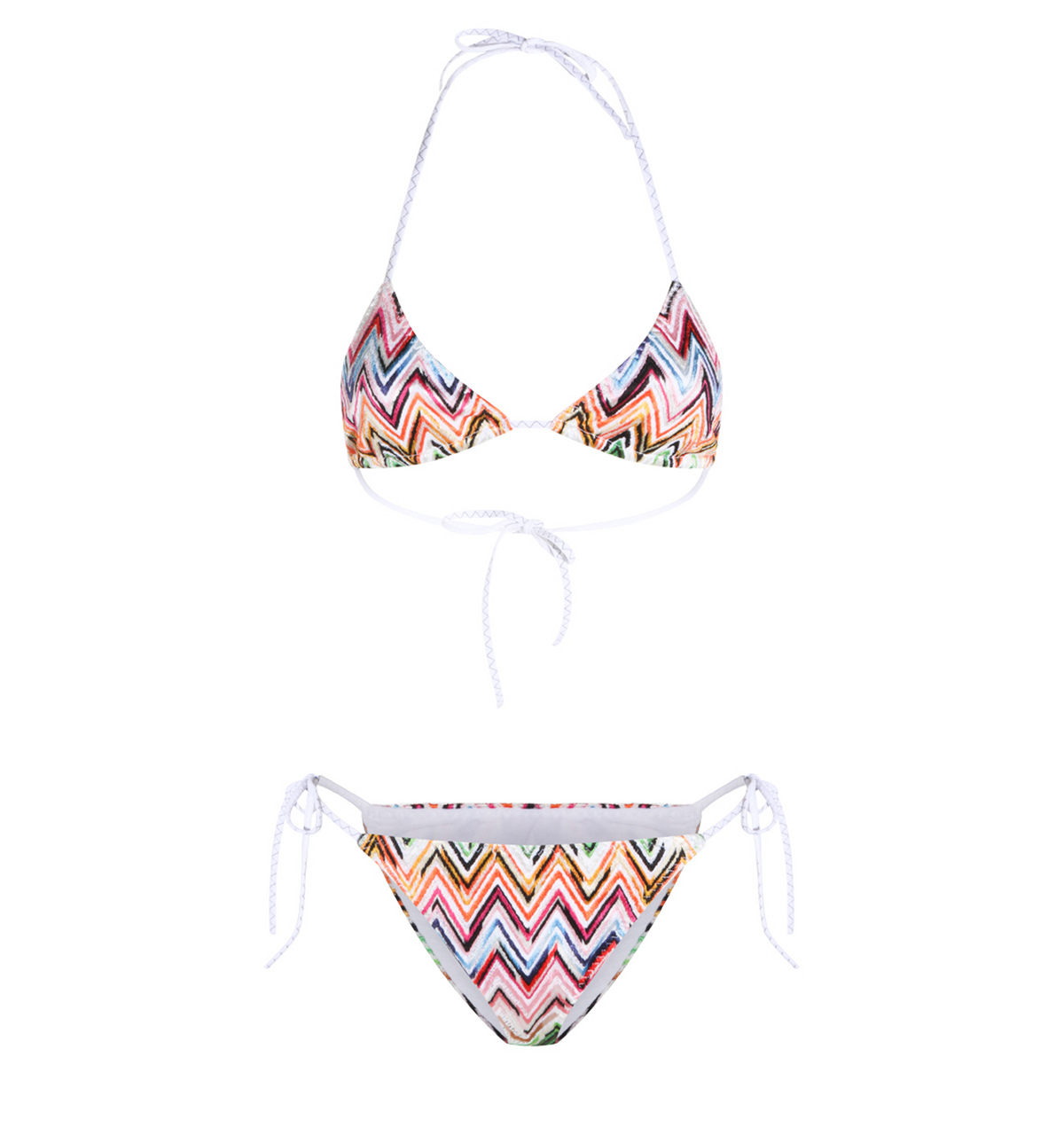 Stretch Viscose Lace-Motif Bikini with Zigzag Pattern
