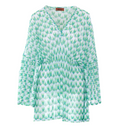Short Beach Cover-Up In Viscose With Floral Pattern