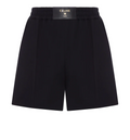 Wool shorts with leather tag