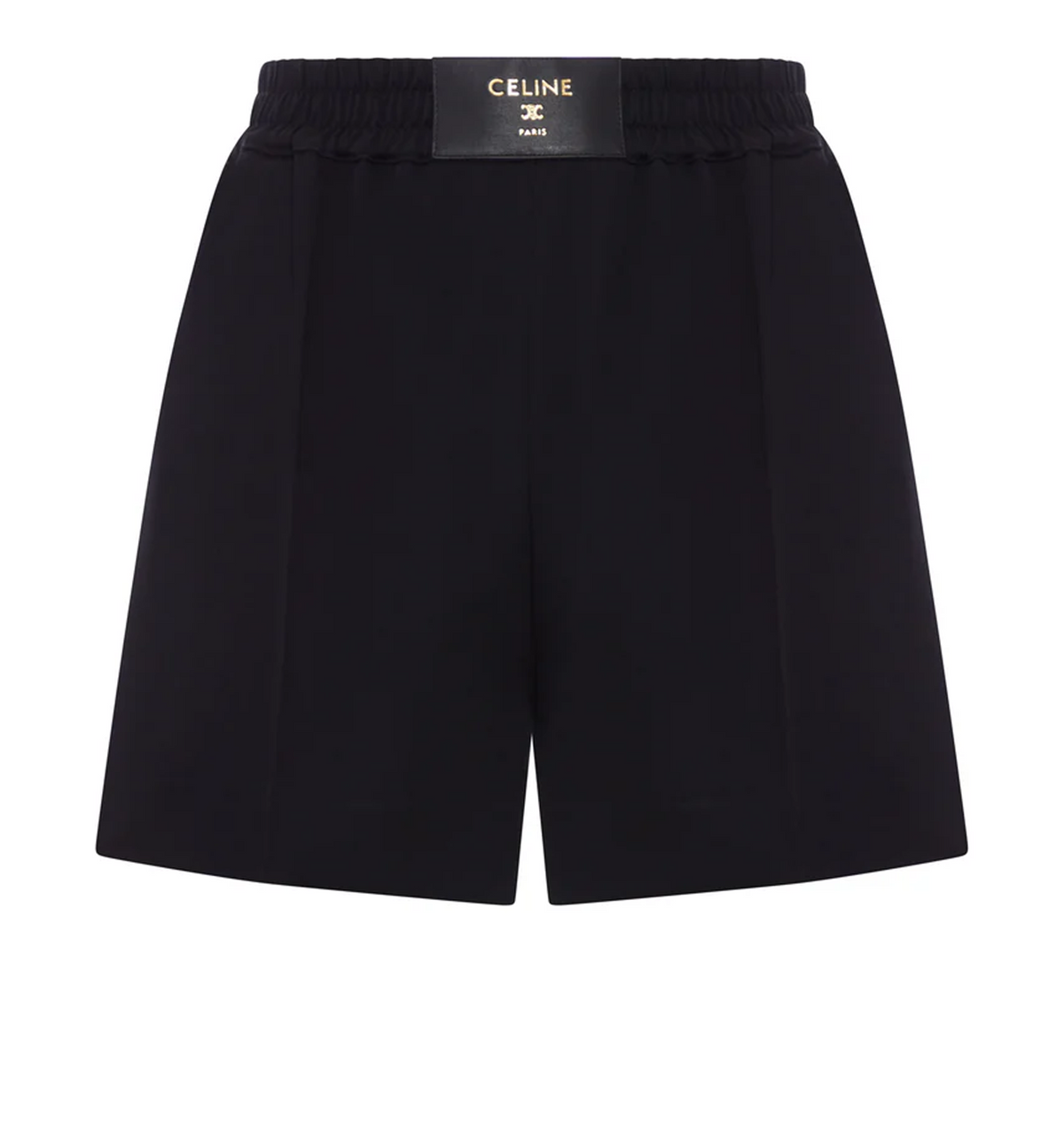 Wool shorts with leather tag