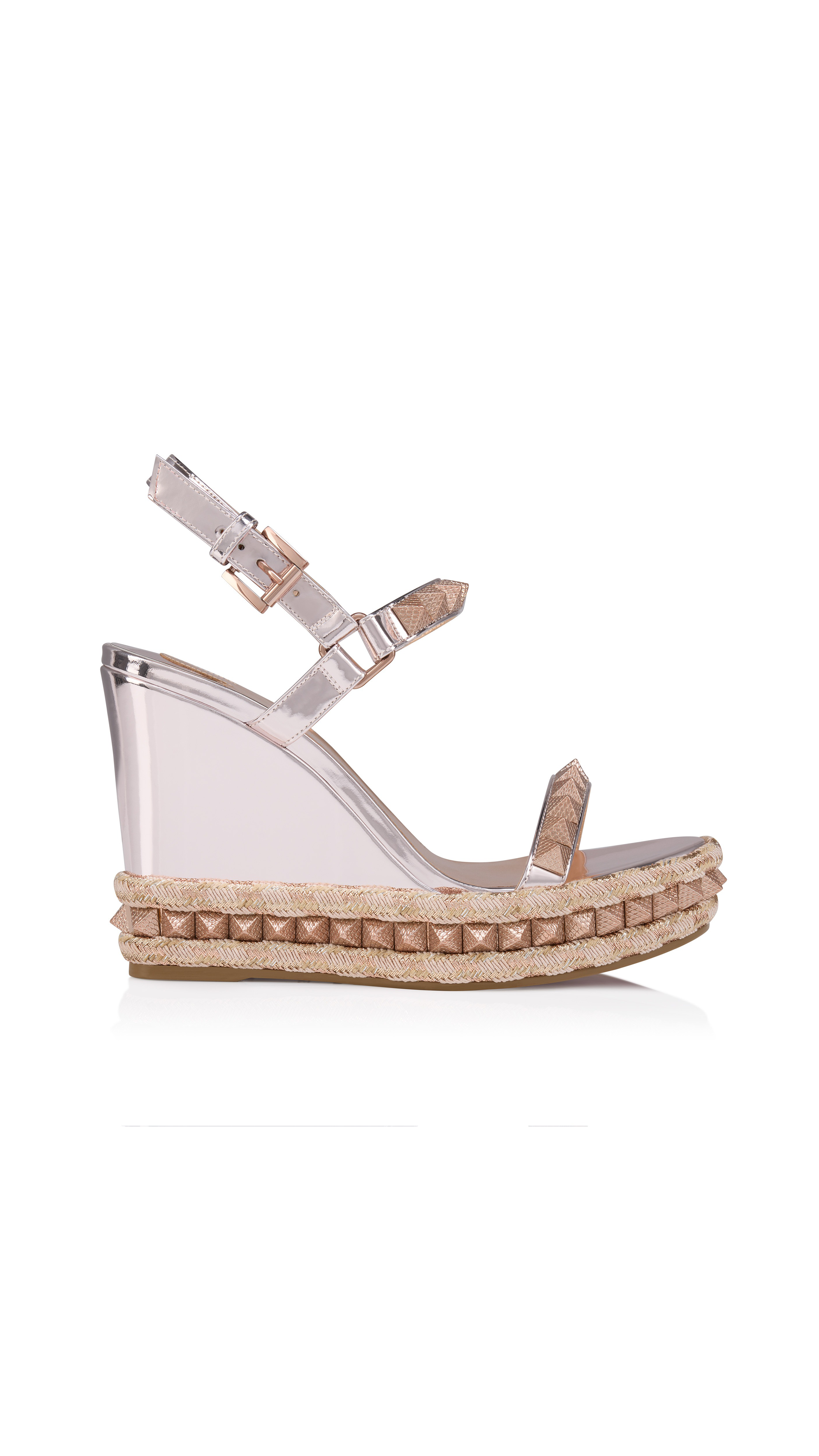 Pyraclou Wedge in Laminated Calf Leather - Vintage Rose