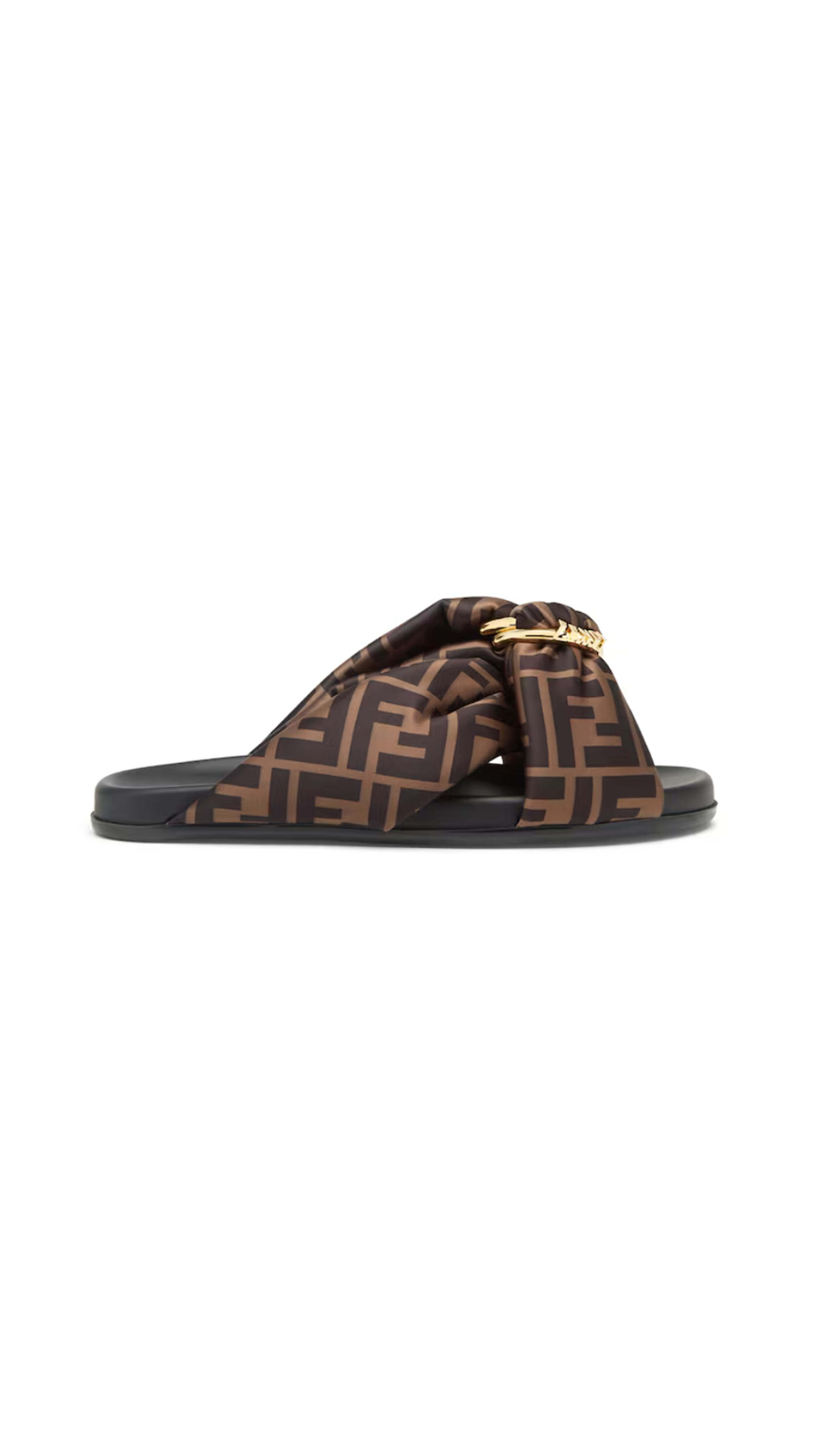 Fendi Feel Satin Slides - Brown