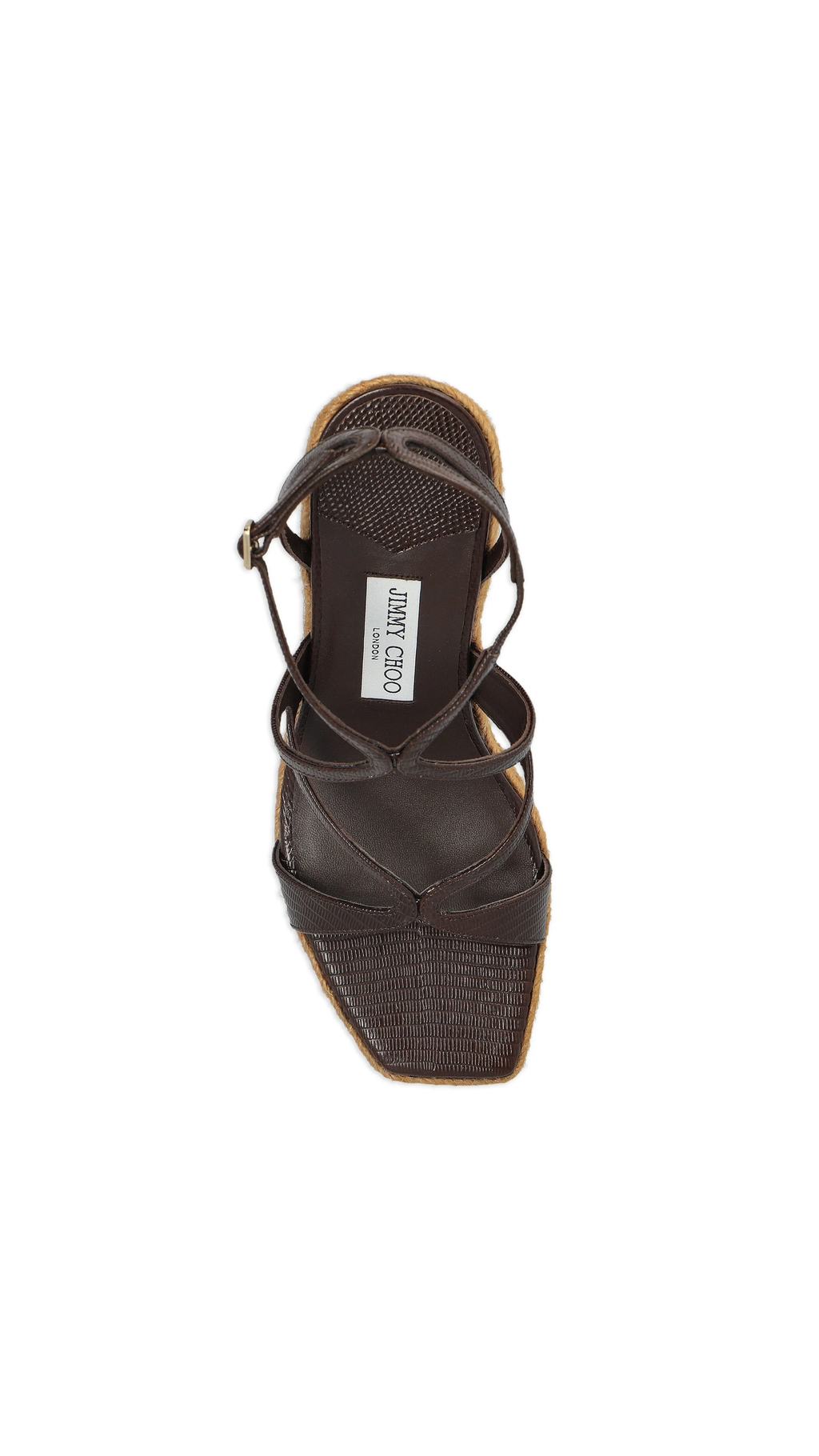 Ayla Lizard Printed Leather Wedges - Coffee