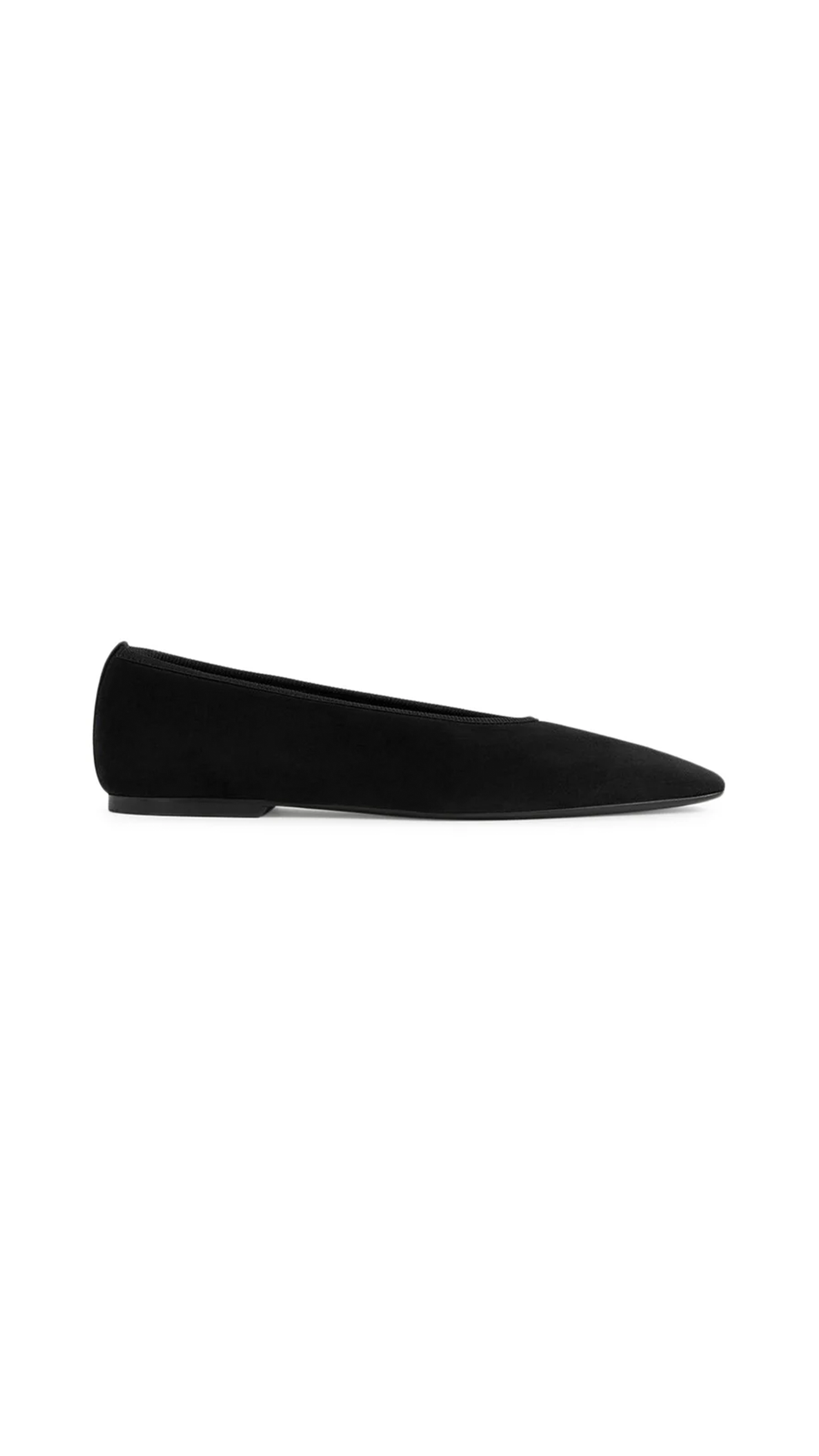 Minimalist Suede Ballerinas - Black