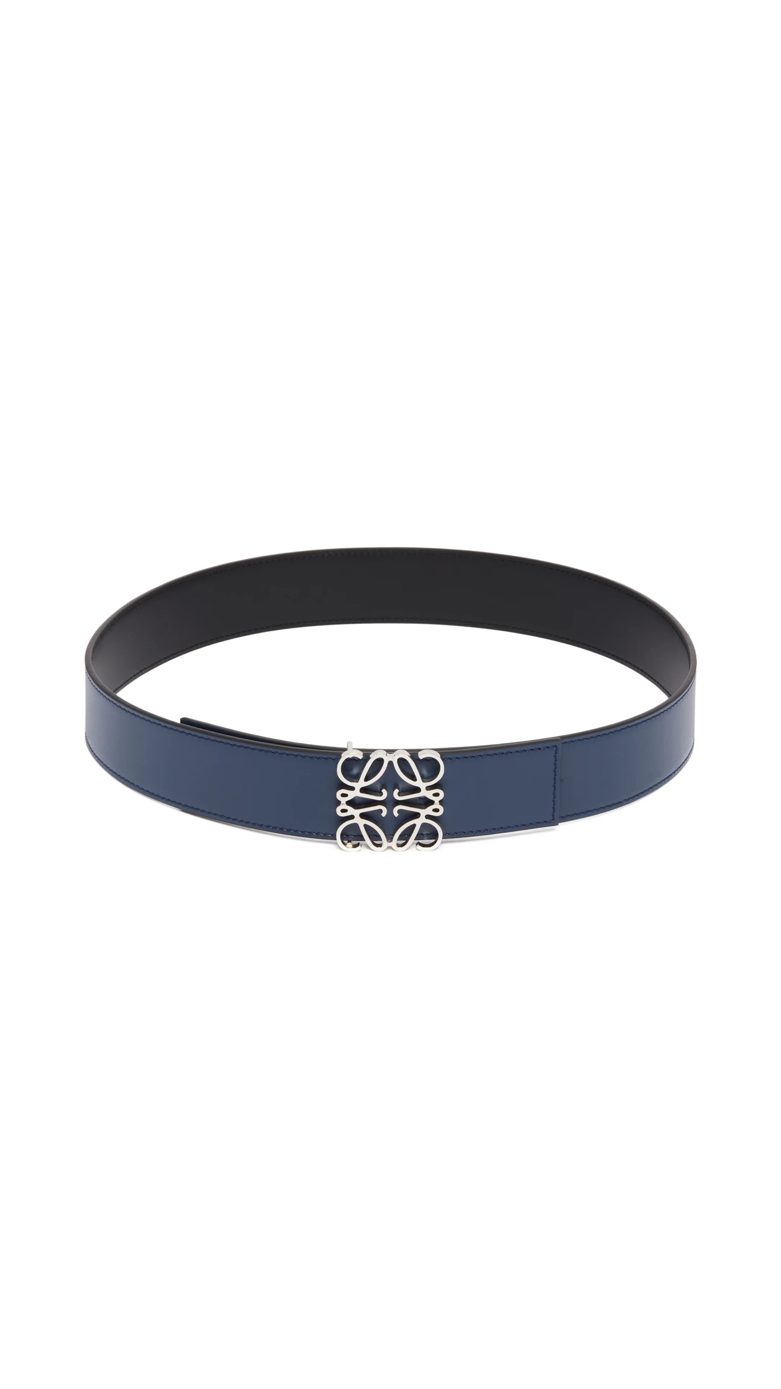 Reversible Anagram Belt in Smooth Calfskin - Ocean/Black/Palladium