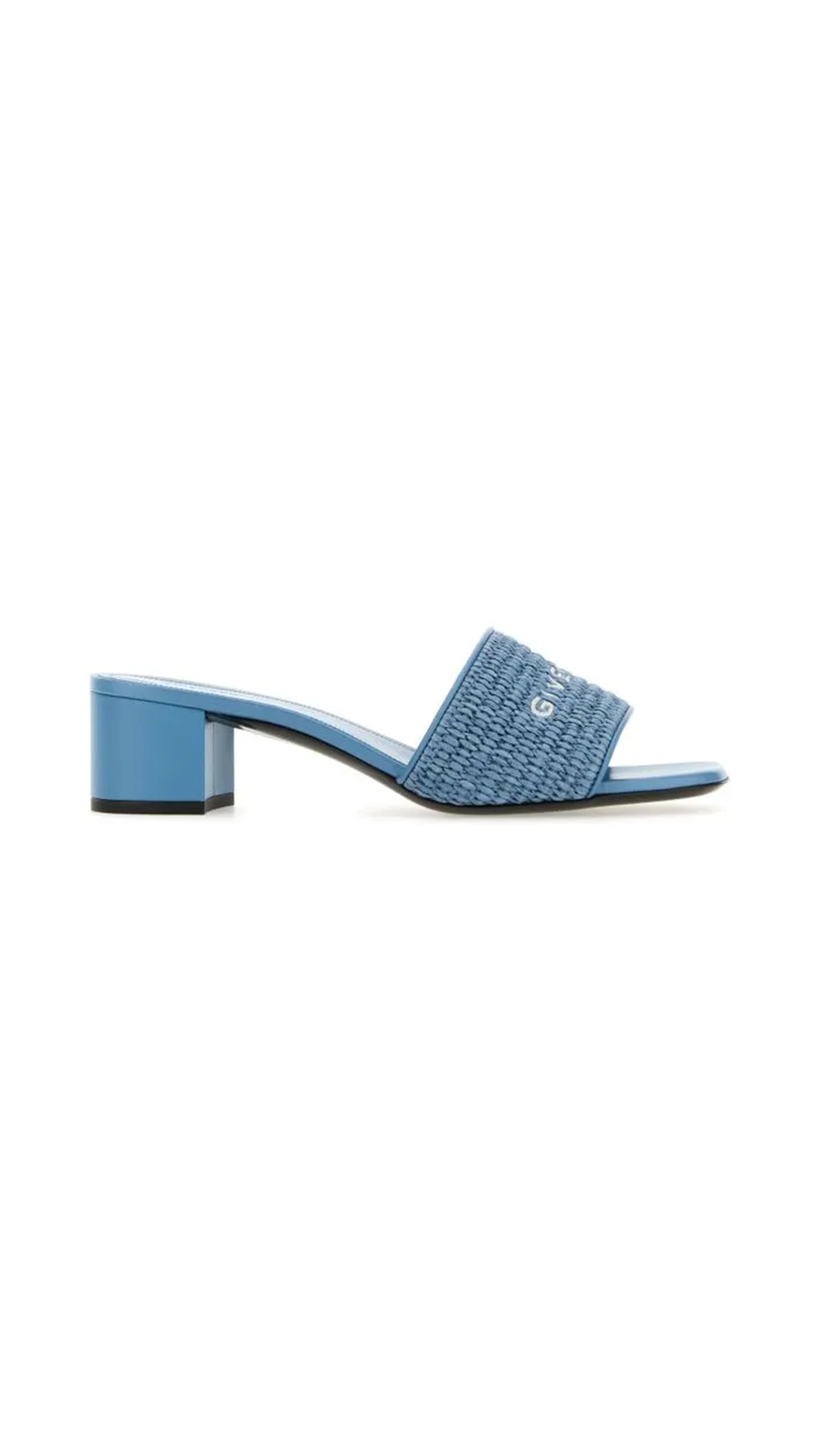 4G Raffia Heeled Mule - Denim Blue