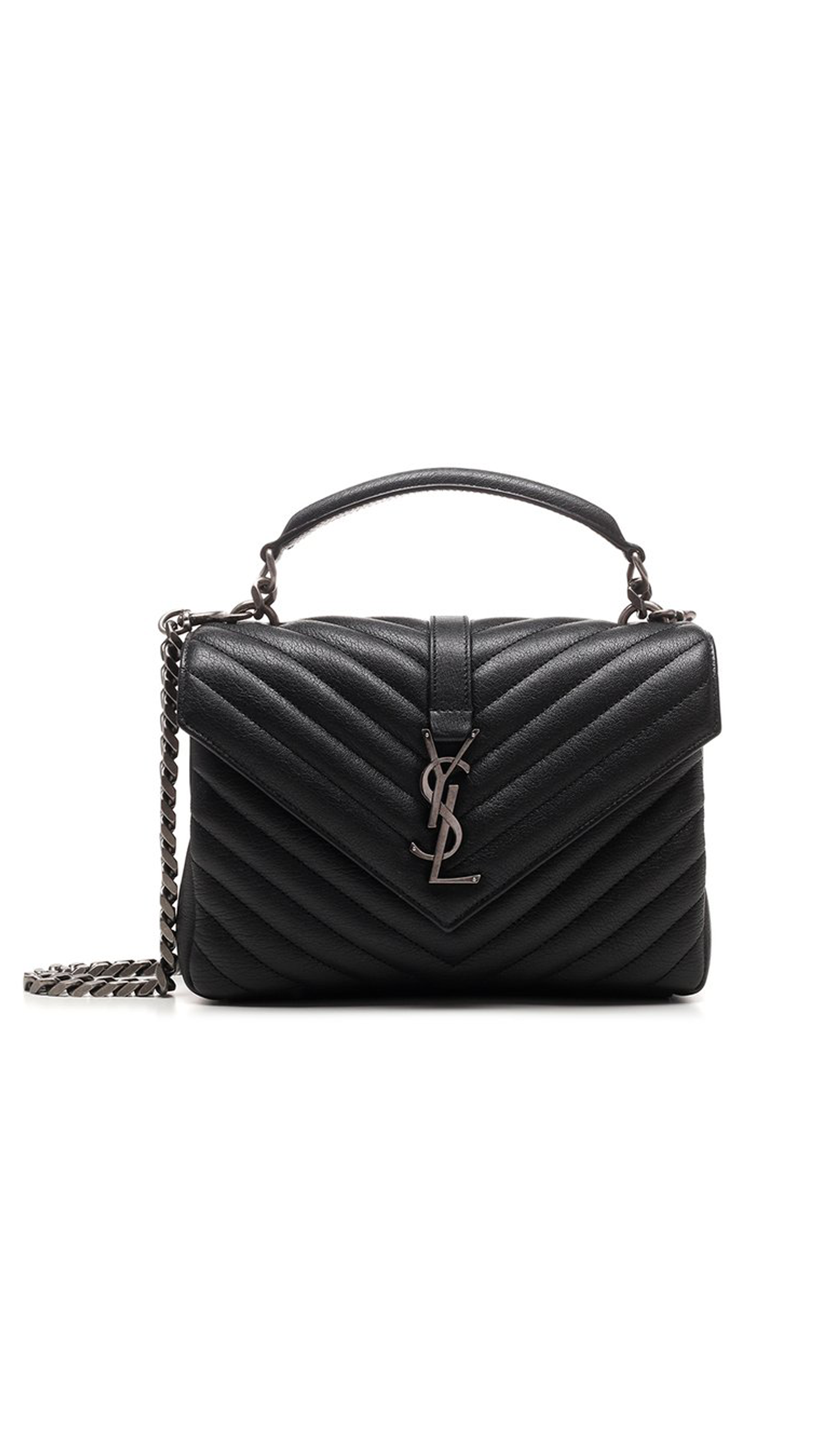 Medium College Bag in Quilted Leather - Black