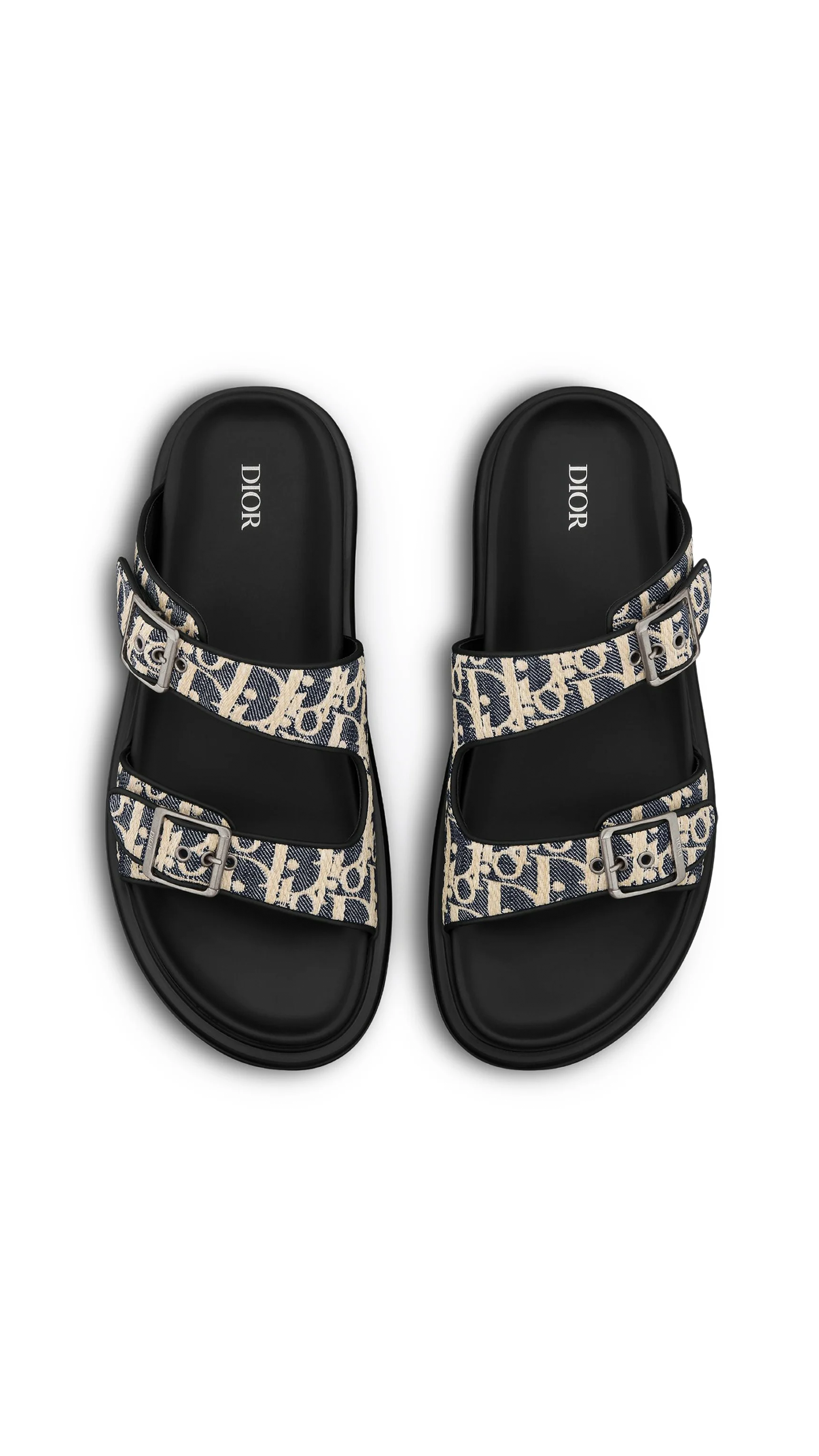 Aqua Slide Sandal in Denim - Blue/Beige