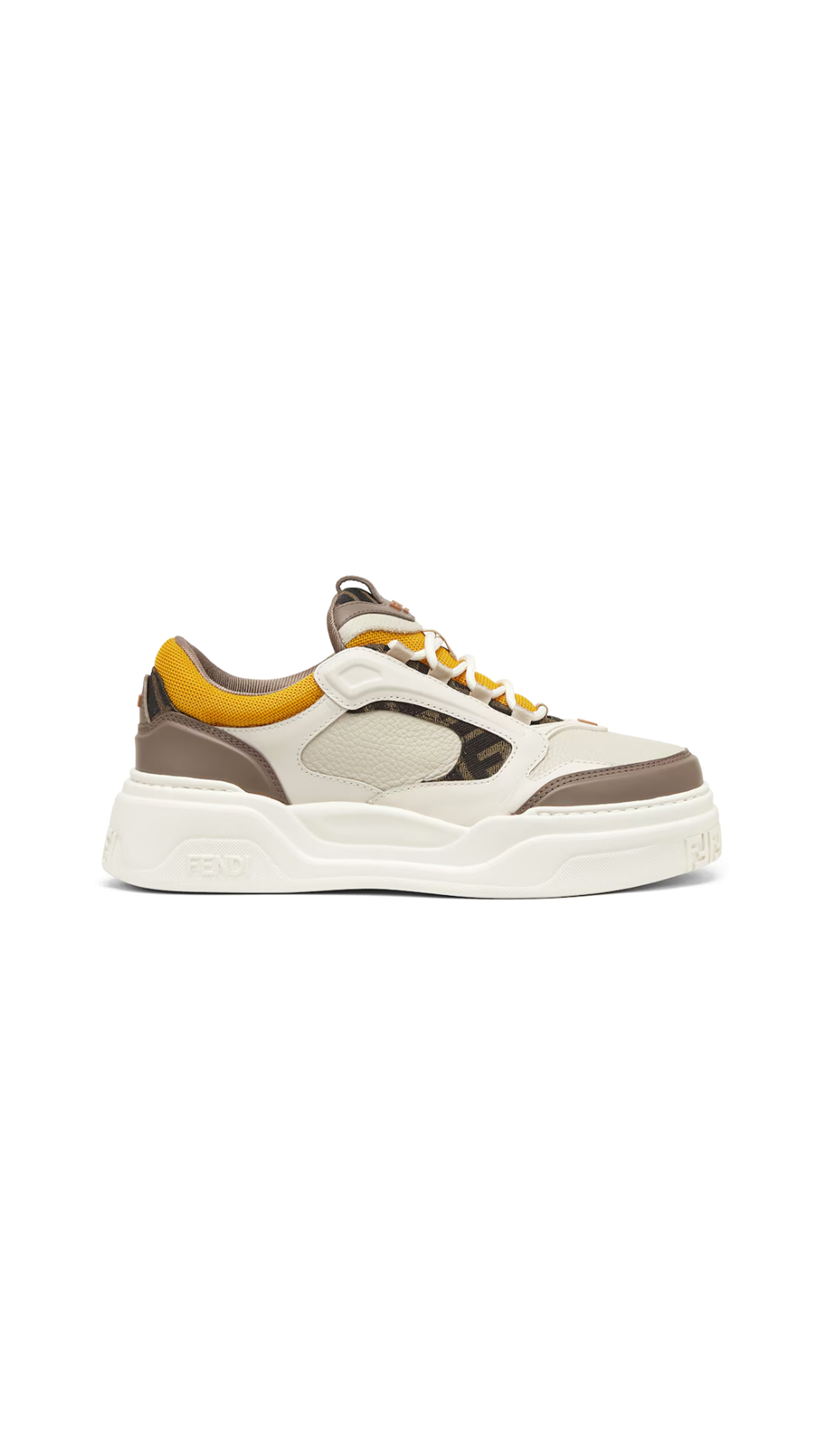 Fendi Force Sneakers - White/Yellow/Brown