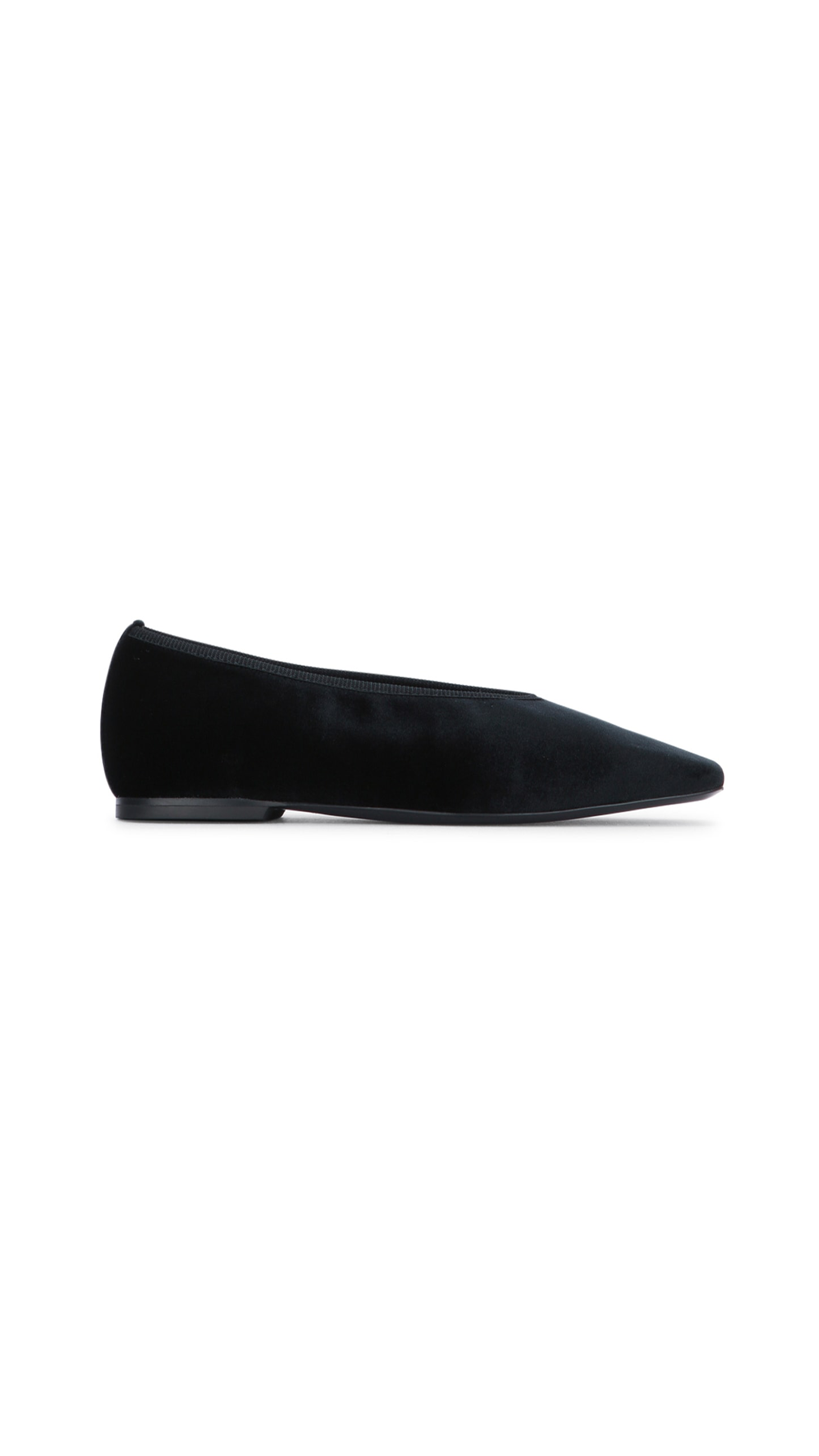 Minimalist Velvet Ballerinas - Black